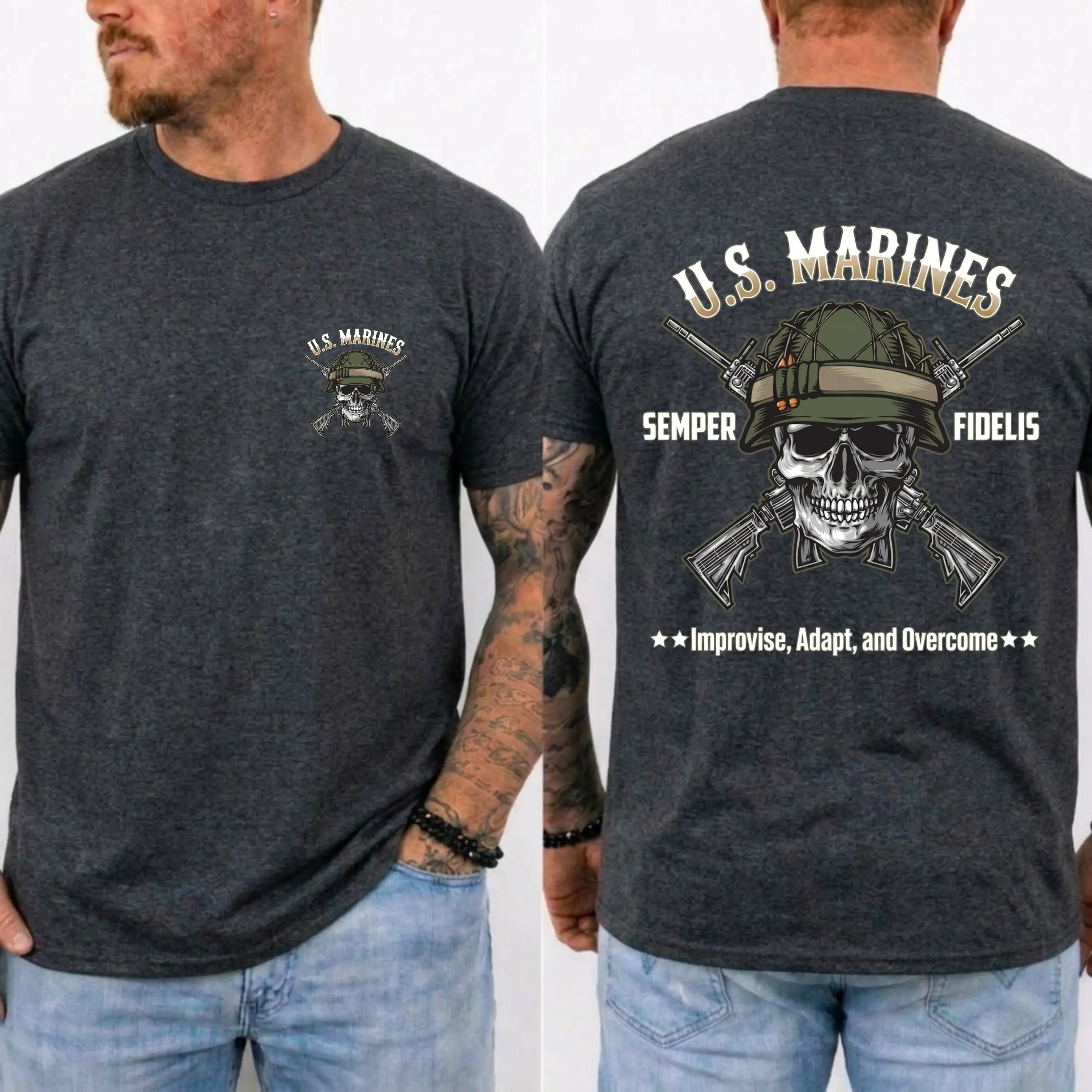 US Marines Skull Rifle T-Shirt