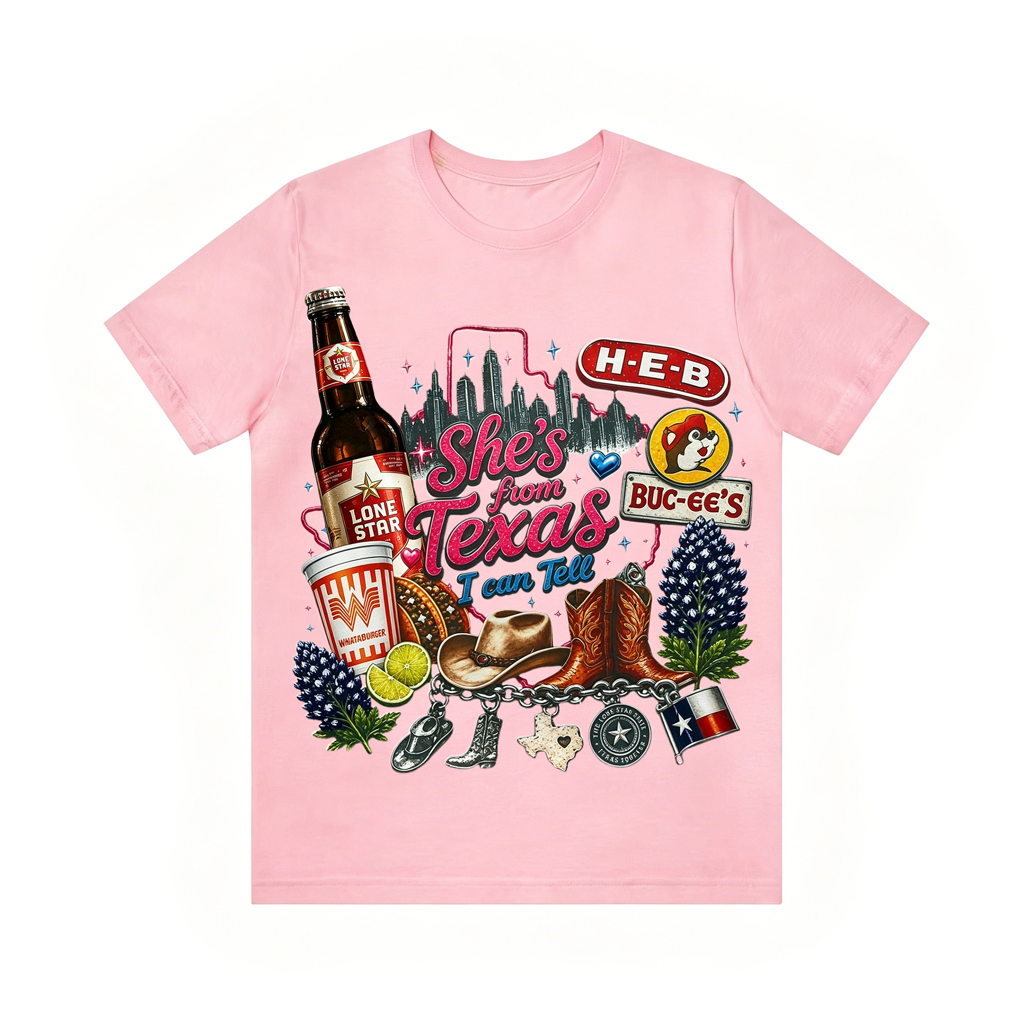 "She's From Texas I Can Tell" Cuffed-sleeve Texas Residents T-shirt