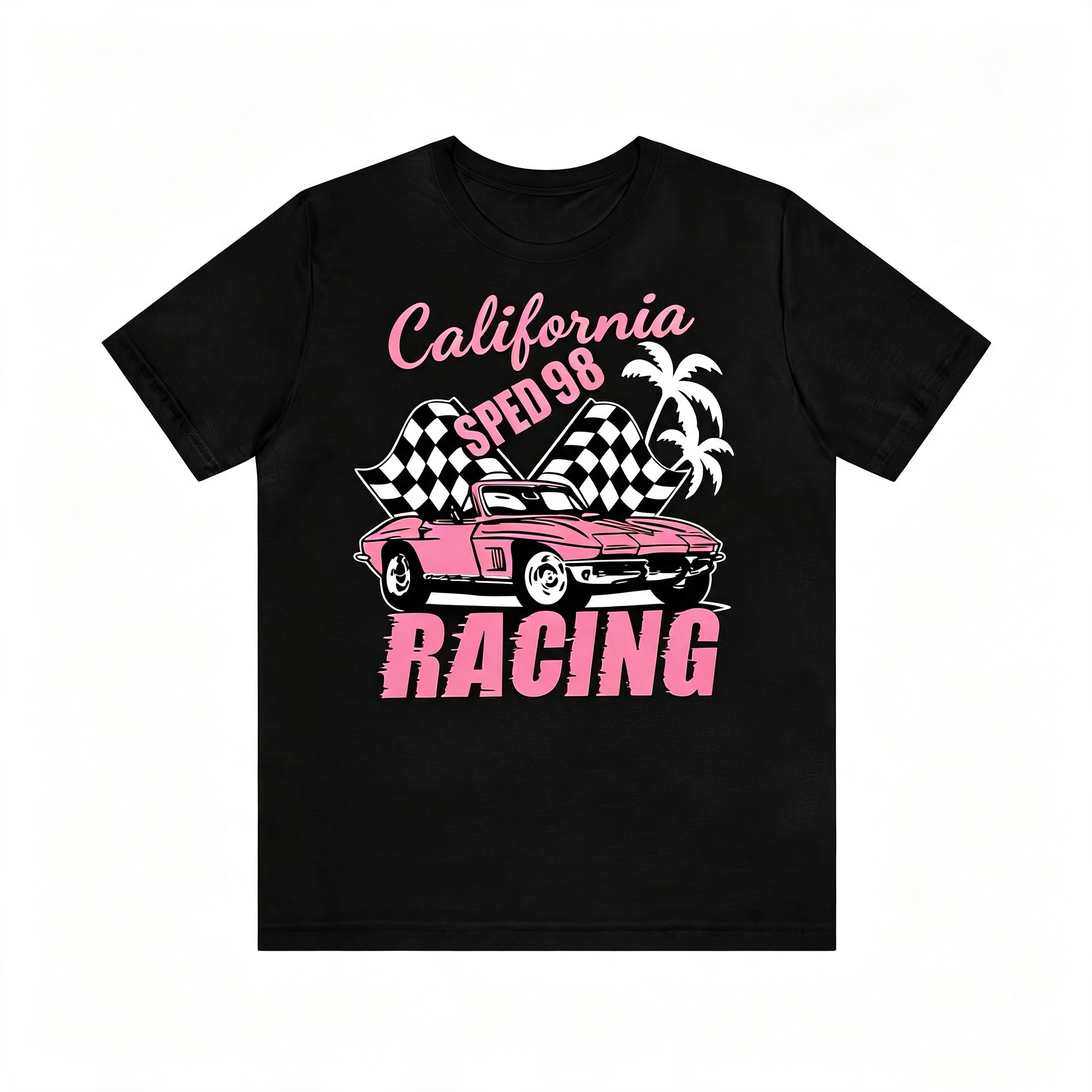 Retro Western Cowgirl California Racing Vintage Car Tee