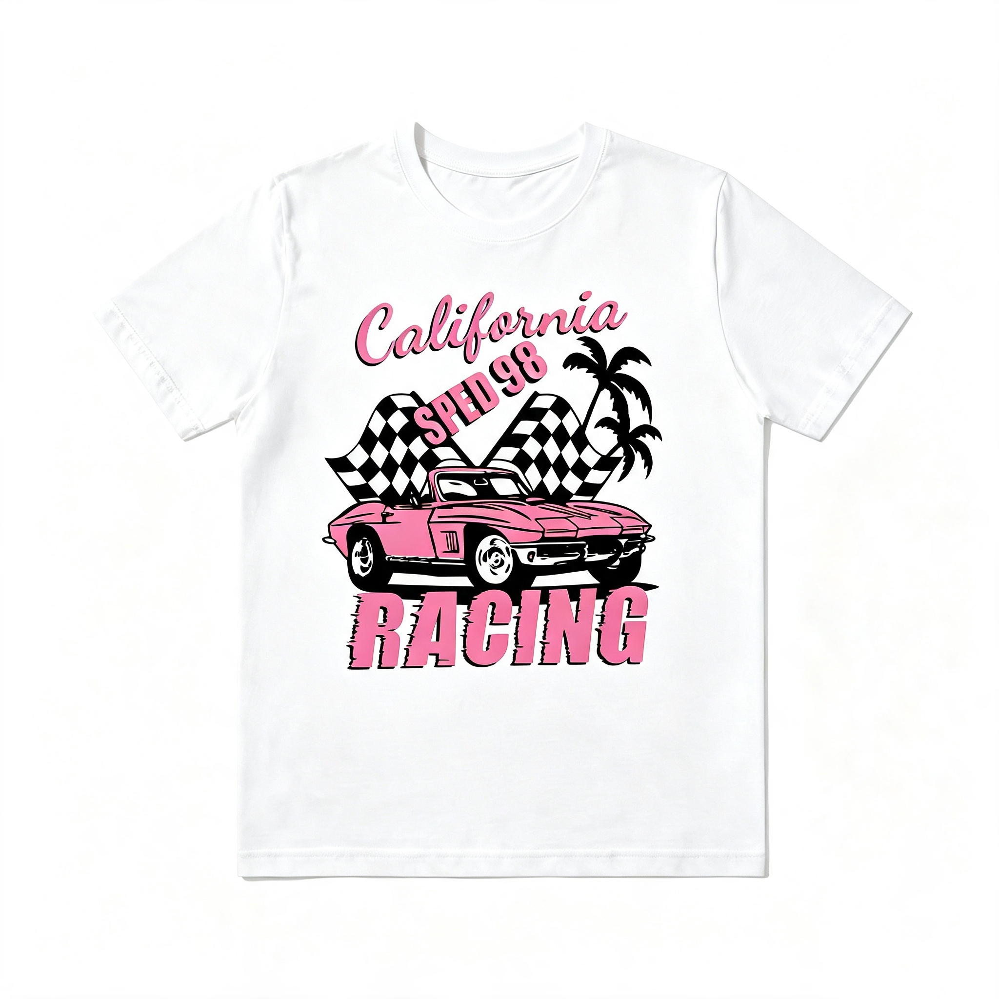 Retro Western Cowgirl California Racing Vintage Car Tee