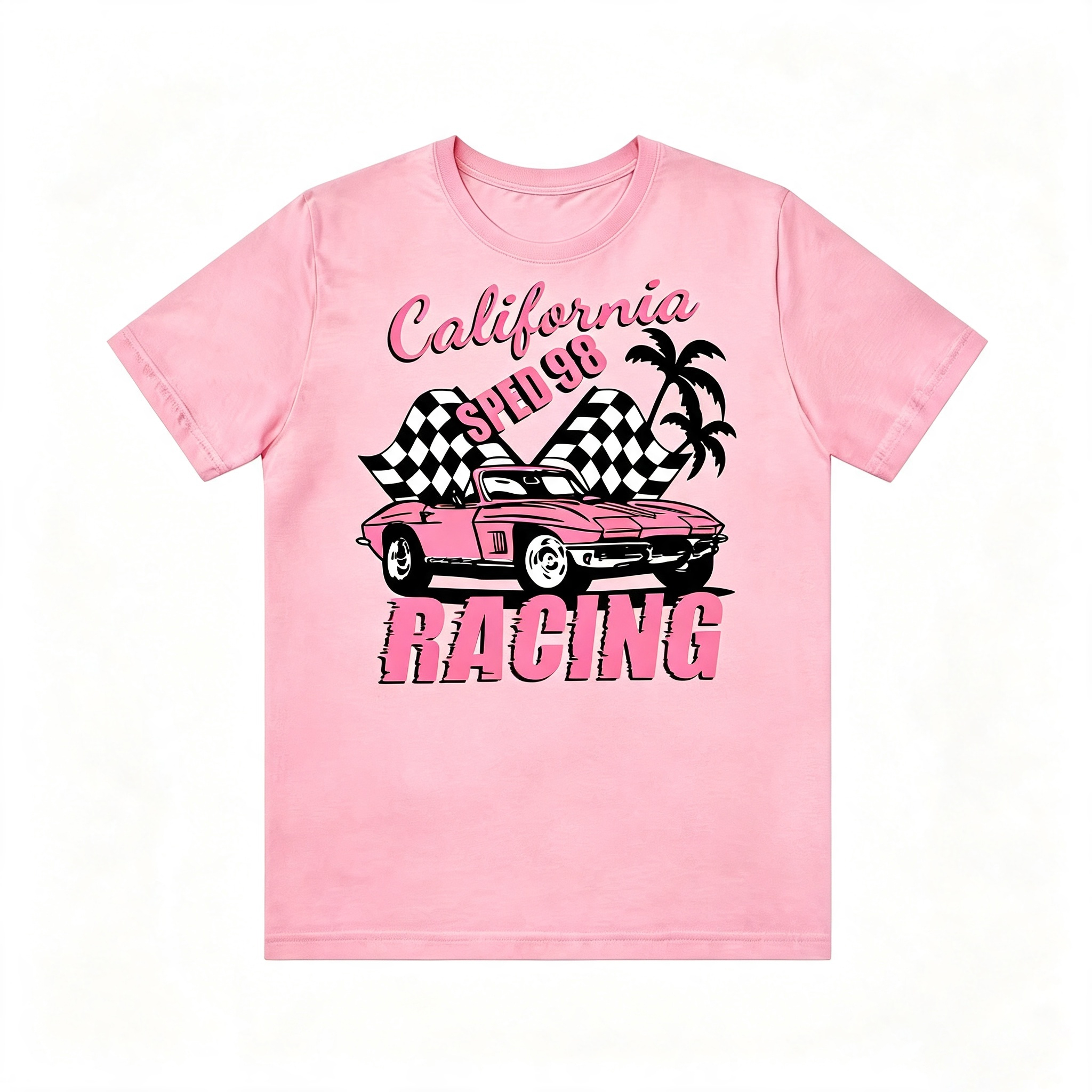 Retro Western Cowgirl California Racing Vintage Car Tee