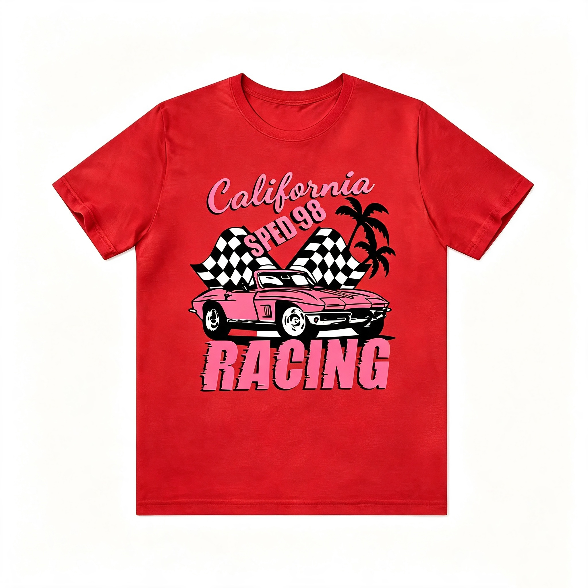 Retro Western Cowgirl California Racing Vintage Car Tee