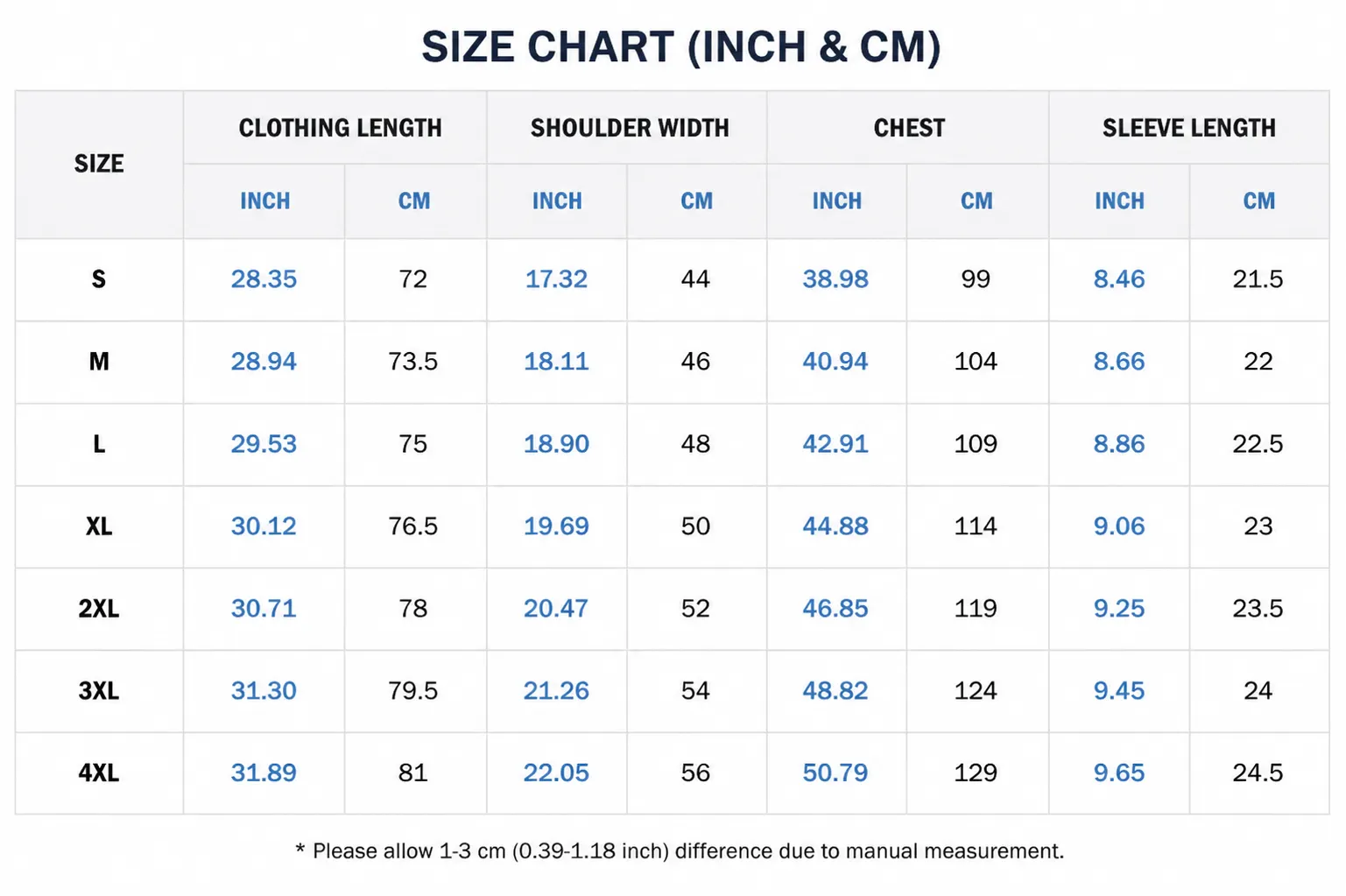 Size chart
