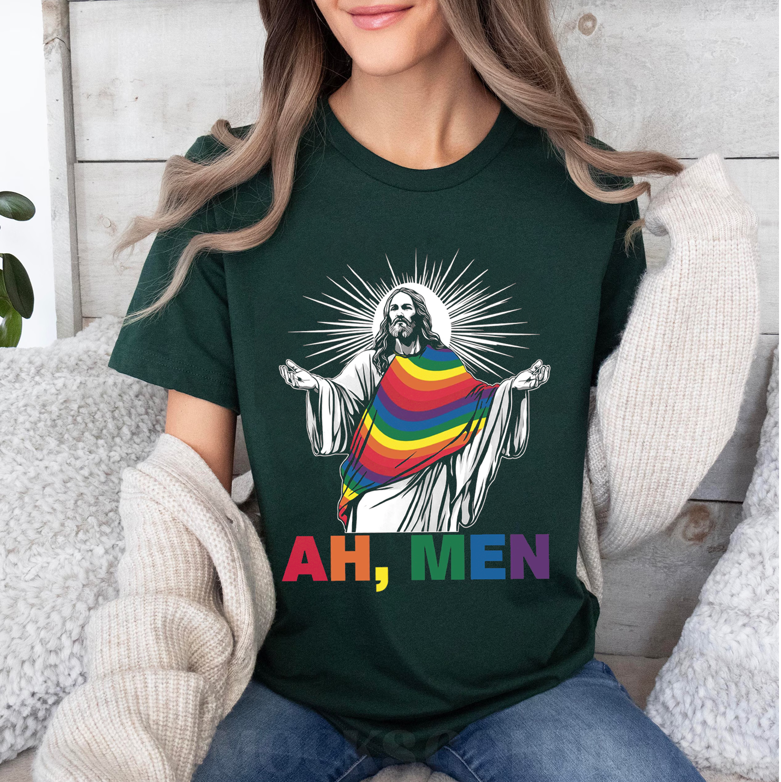 Ah Men LGBT Funny Christian Unisex T-shirt