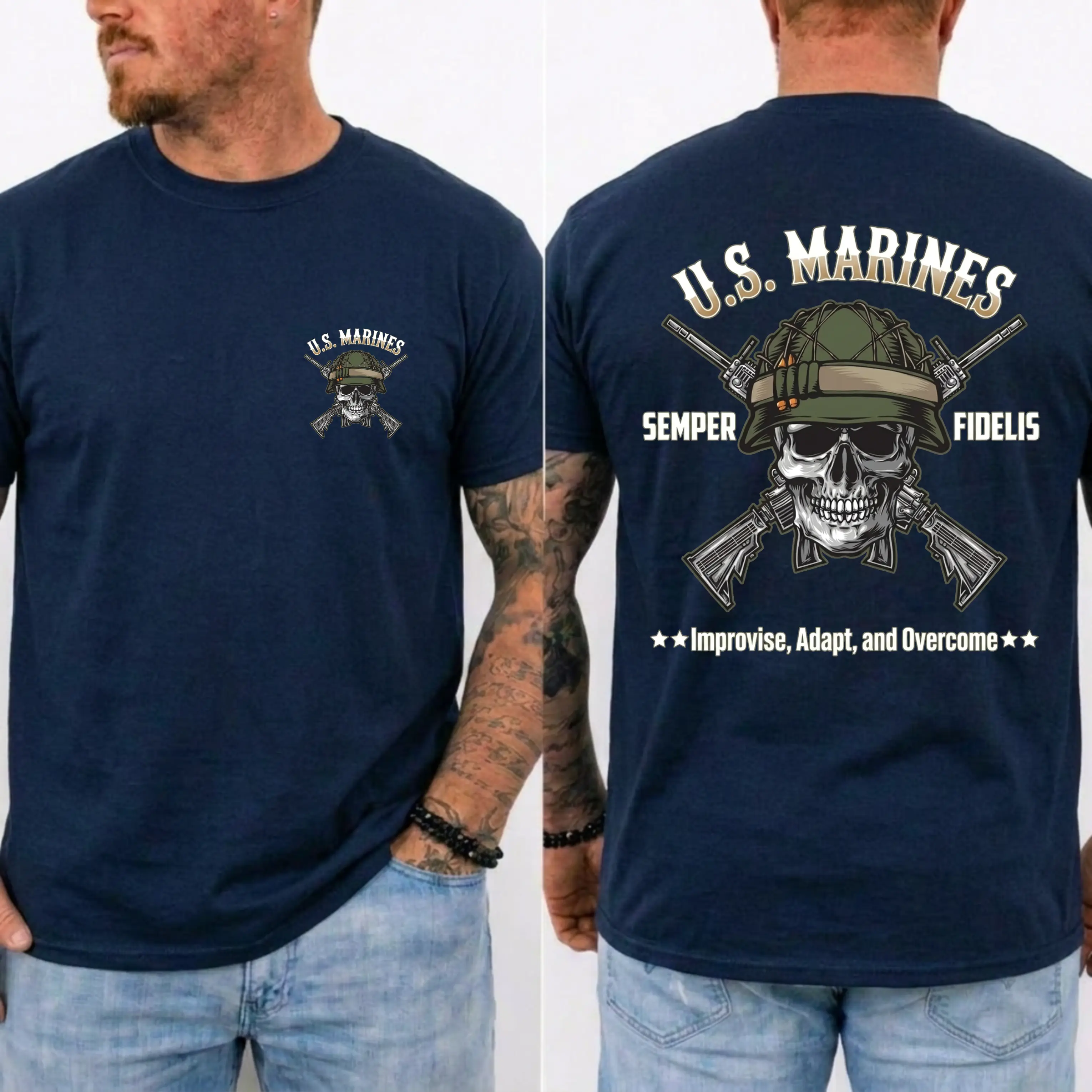 US Marines Skull Rifle T-Shirt