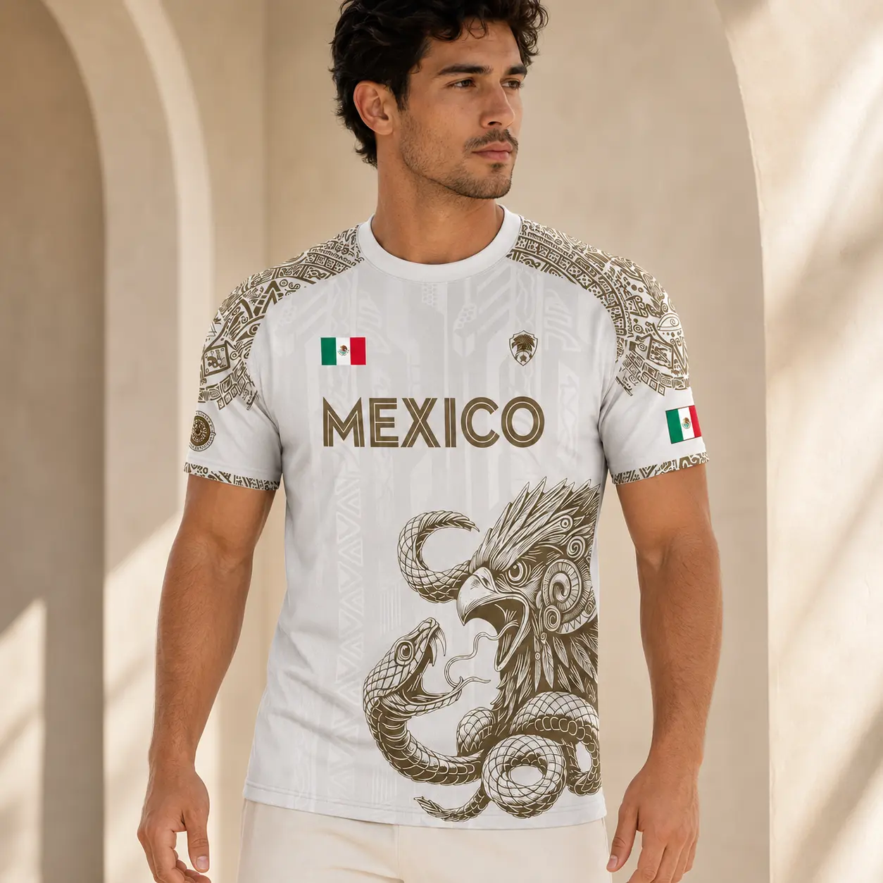 Mexico Soccer Jersey Men Women Aztec Eagle Serpent Graphic Shirt