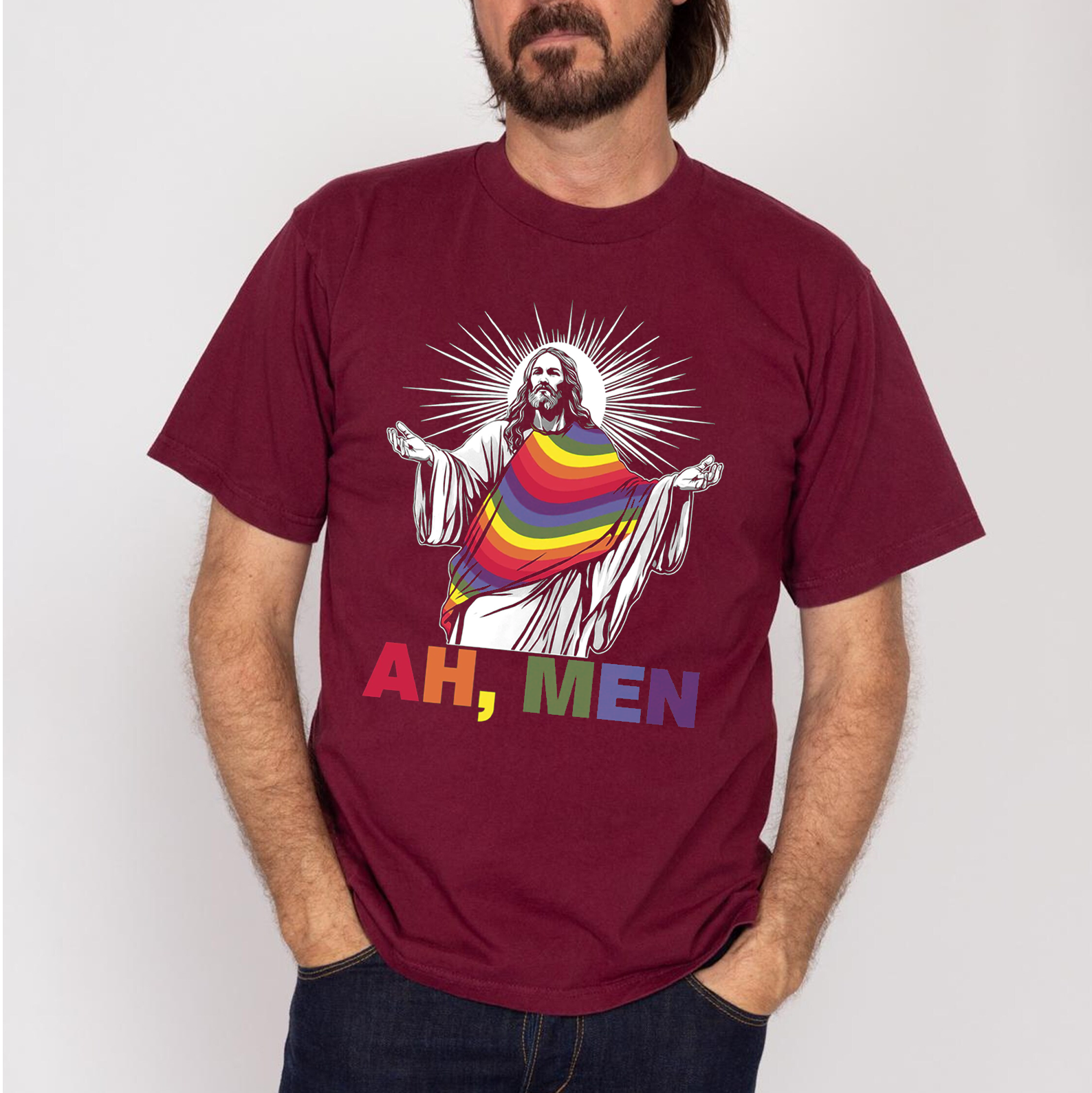 Ah Men LGBT Funny Christian Unisex T-shirt