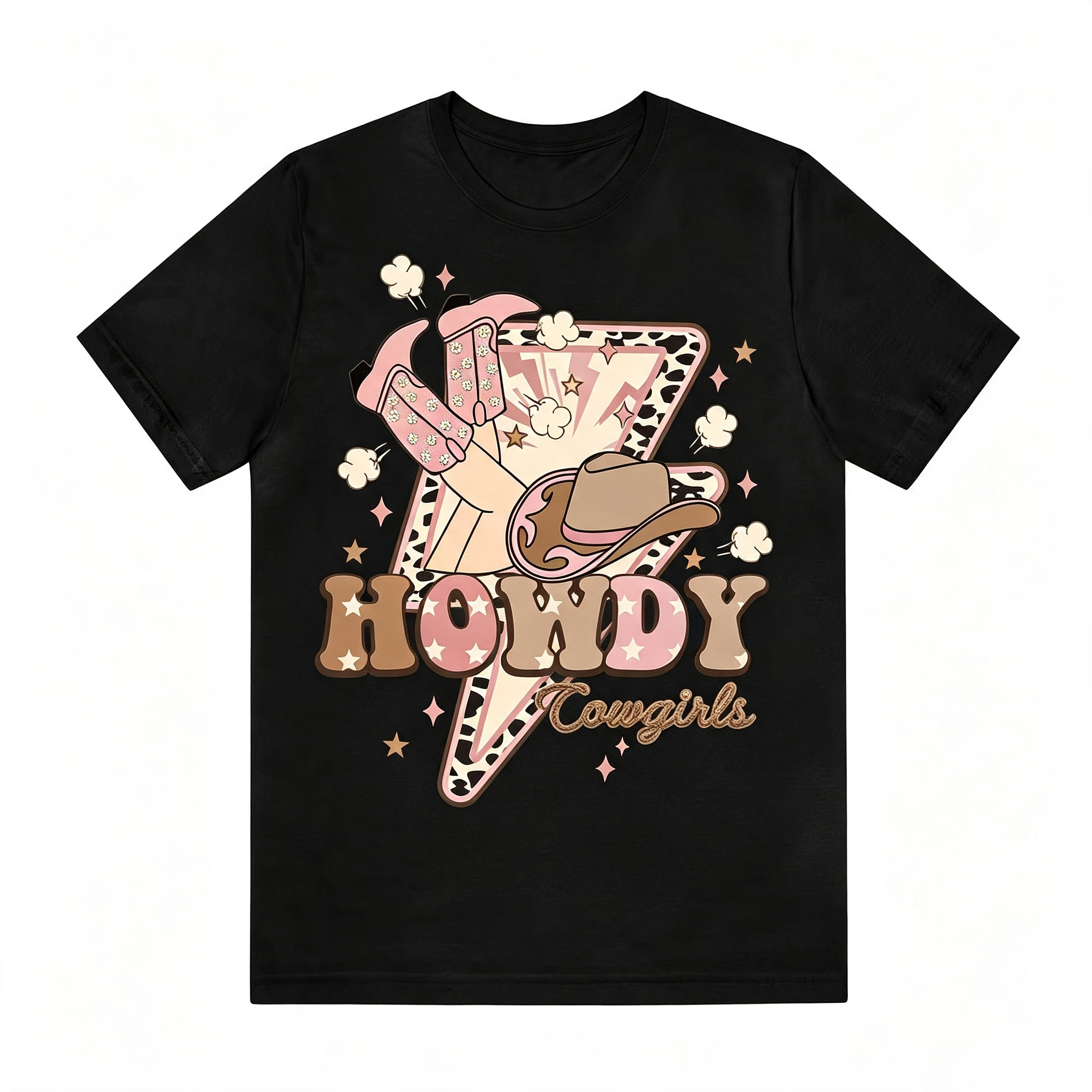 Retro Texas Western Howdy Cowgirls Cowboy Boots Tee