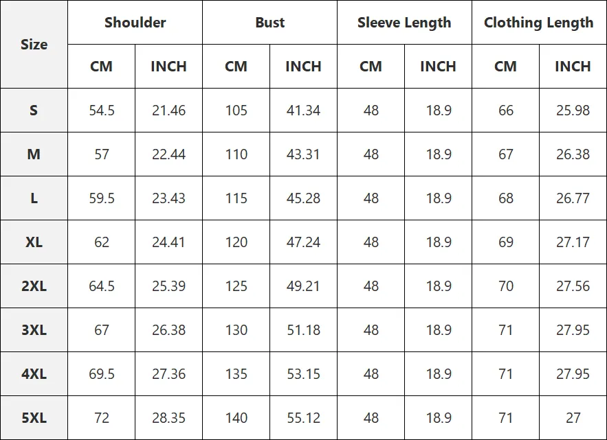 Size chart