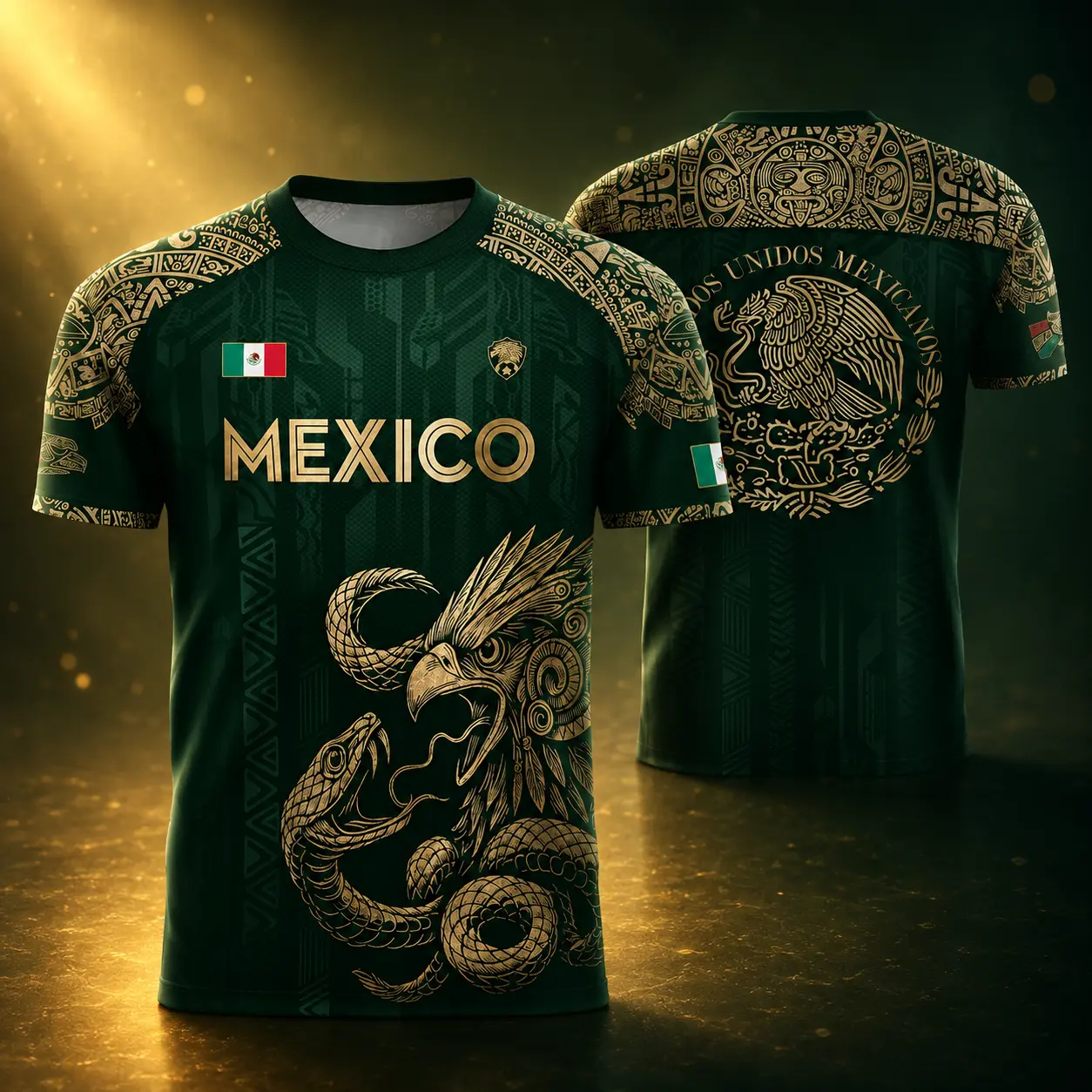 Mexico Soccer Jersey Men Women Aztec Eagle Serpent Graphic Shirt