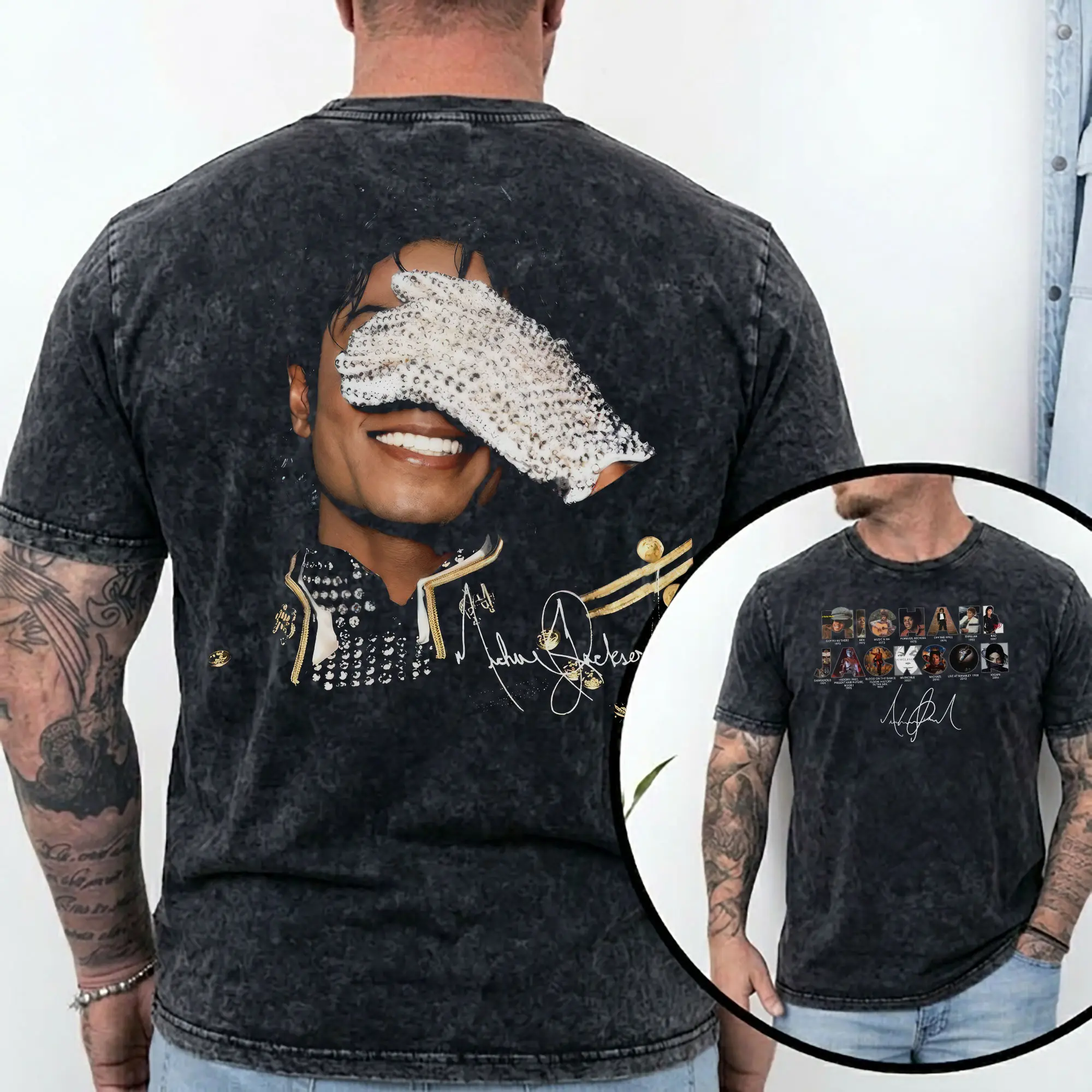 MJ Era Timeline 2 sides Shirt, Retro King of Pop Unisex Shirt