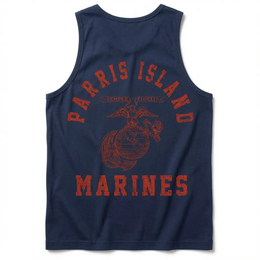 Menswear Soft Outdoor Fabric Parris Island Marines Tank Top