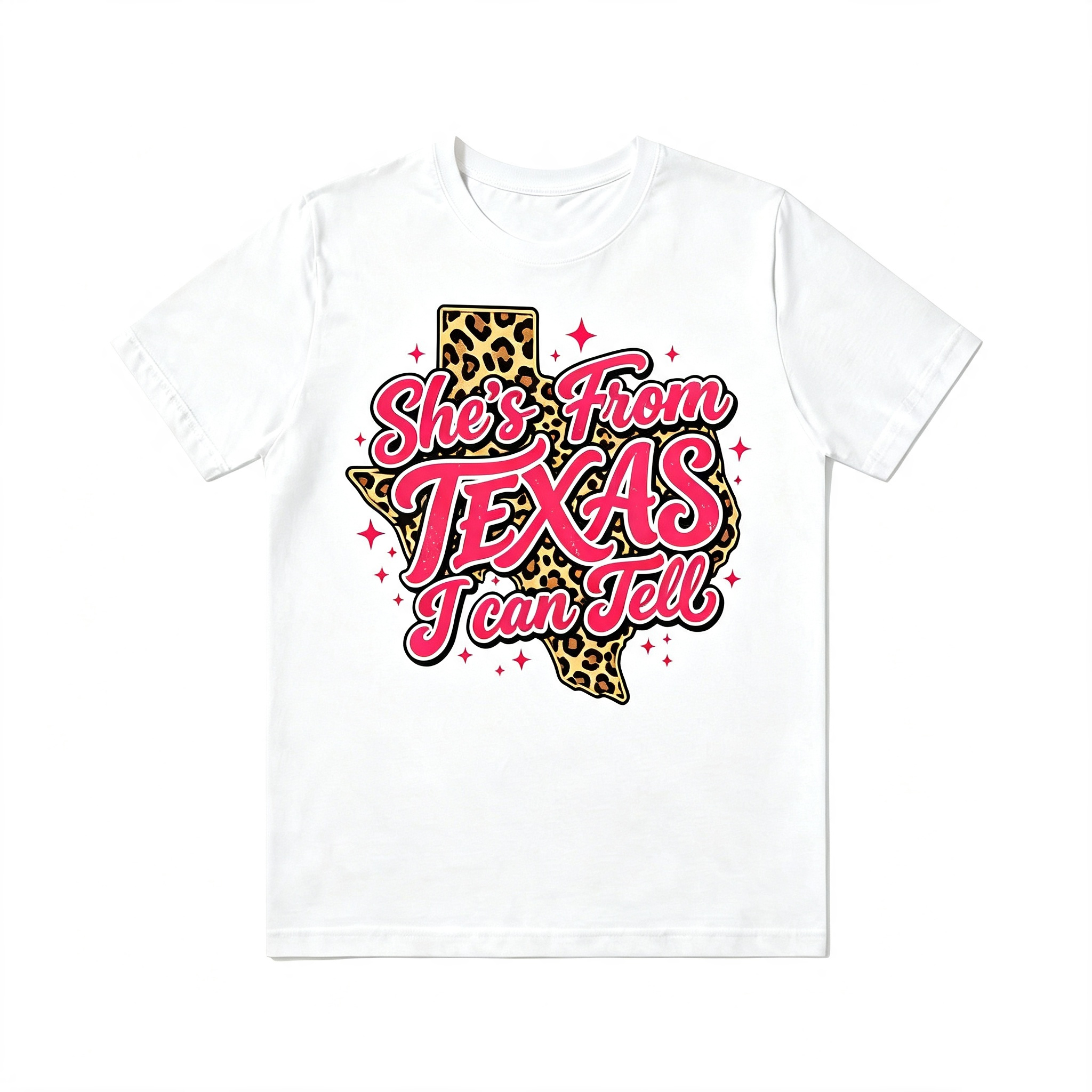 She's From Texas I Can Tell Leopard Texas Map Graphic T‑Shirt