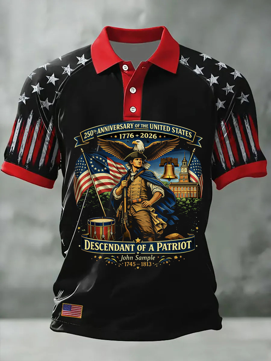 America 250 Years - Contrast Style Washed Polo Shirt