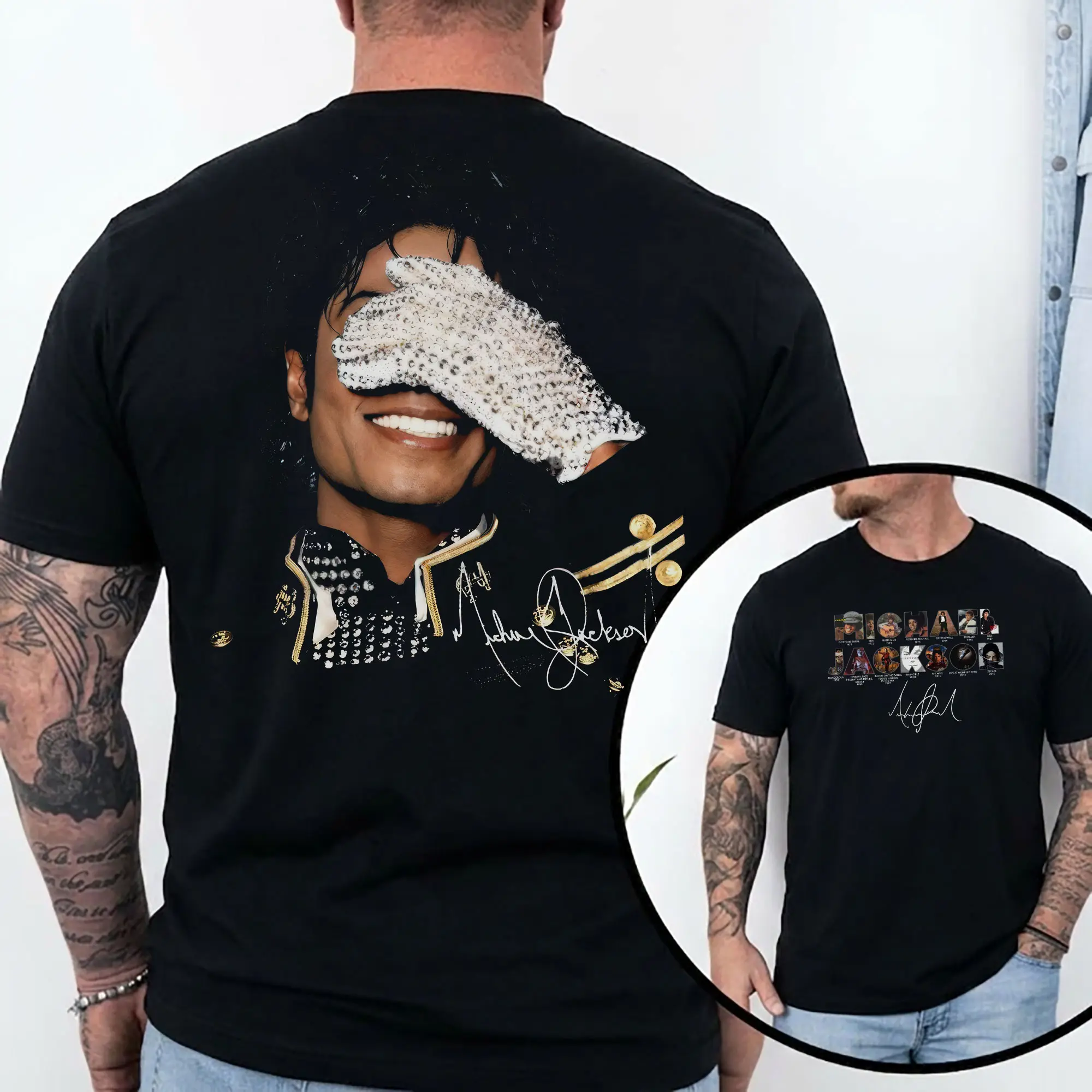 MJ Era Timeline 2 sides Shirt, Retro King of Pop Unisex Shirt