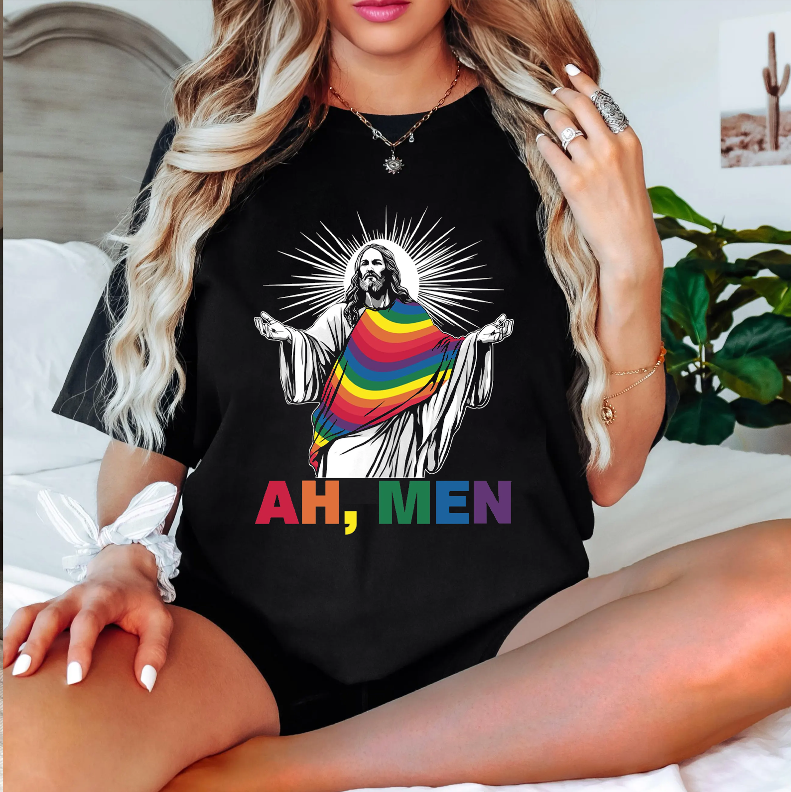 Ah Men LGBT Funny Christian Unisex T-shirt
