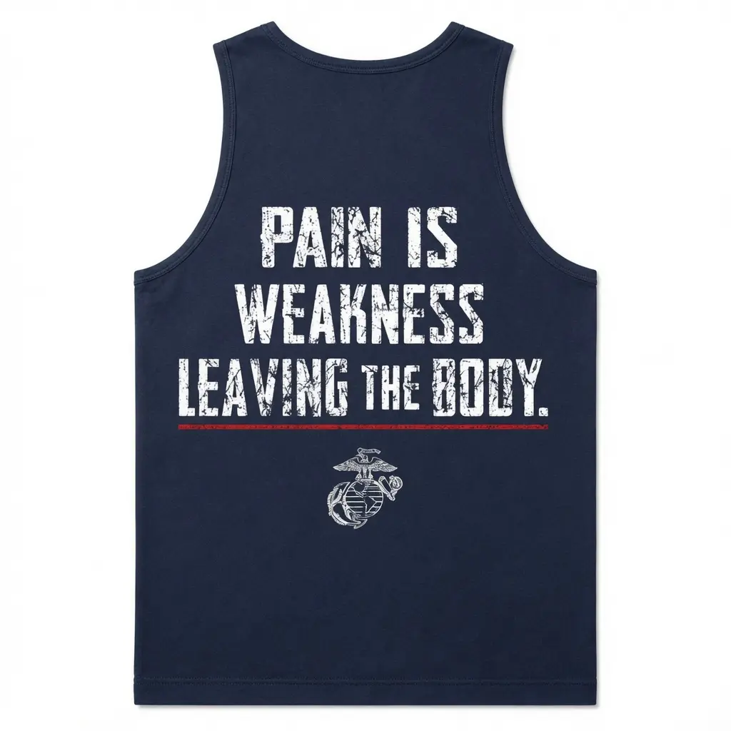 Menswear Soft Fabric Tank Top - "Pain Is Weakness Leaving The Body" Print