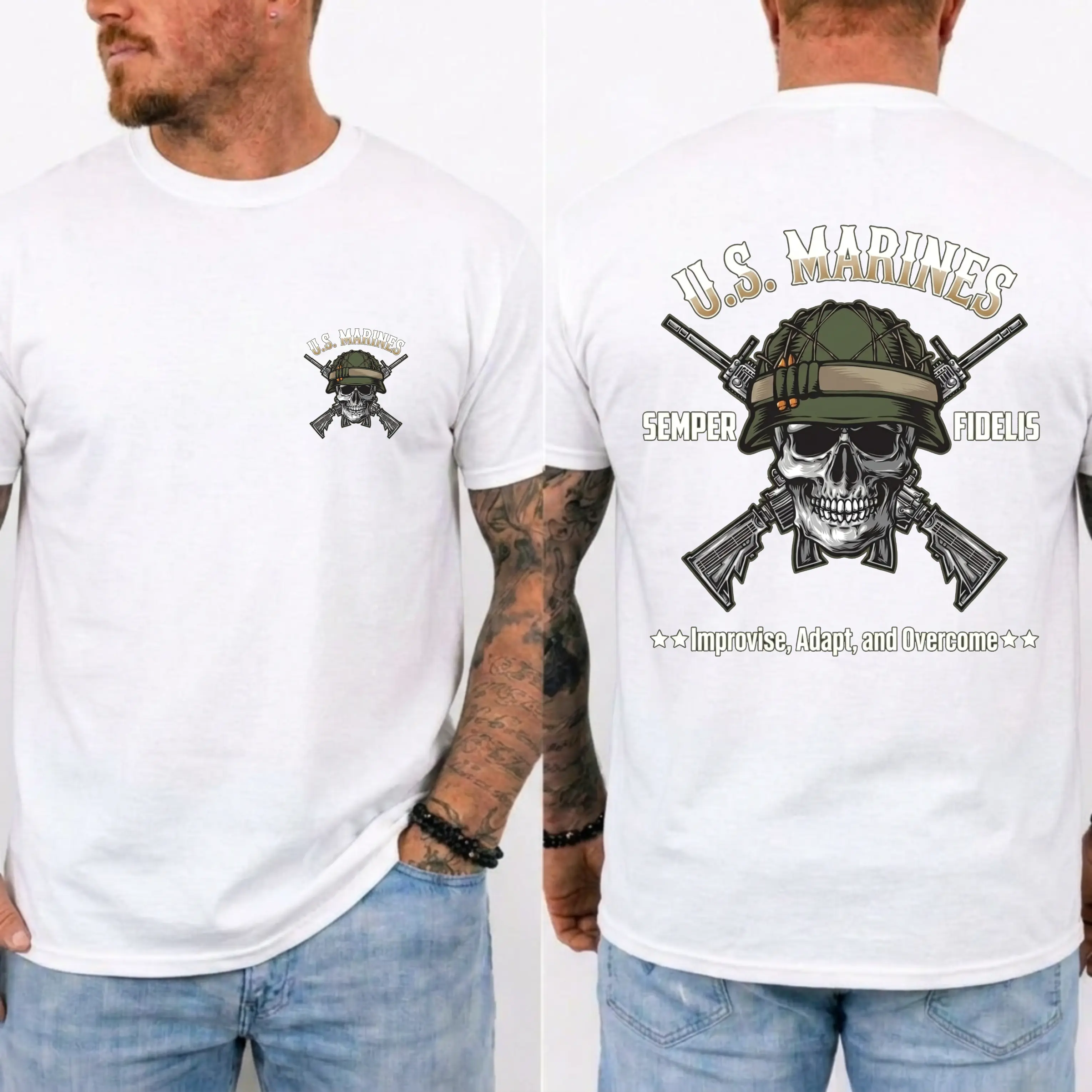 US Marines Skull Rifle T-Shirt