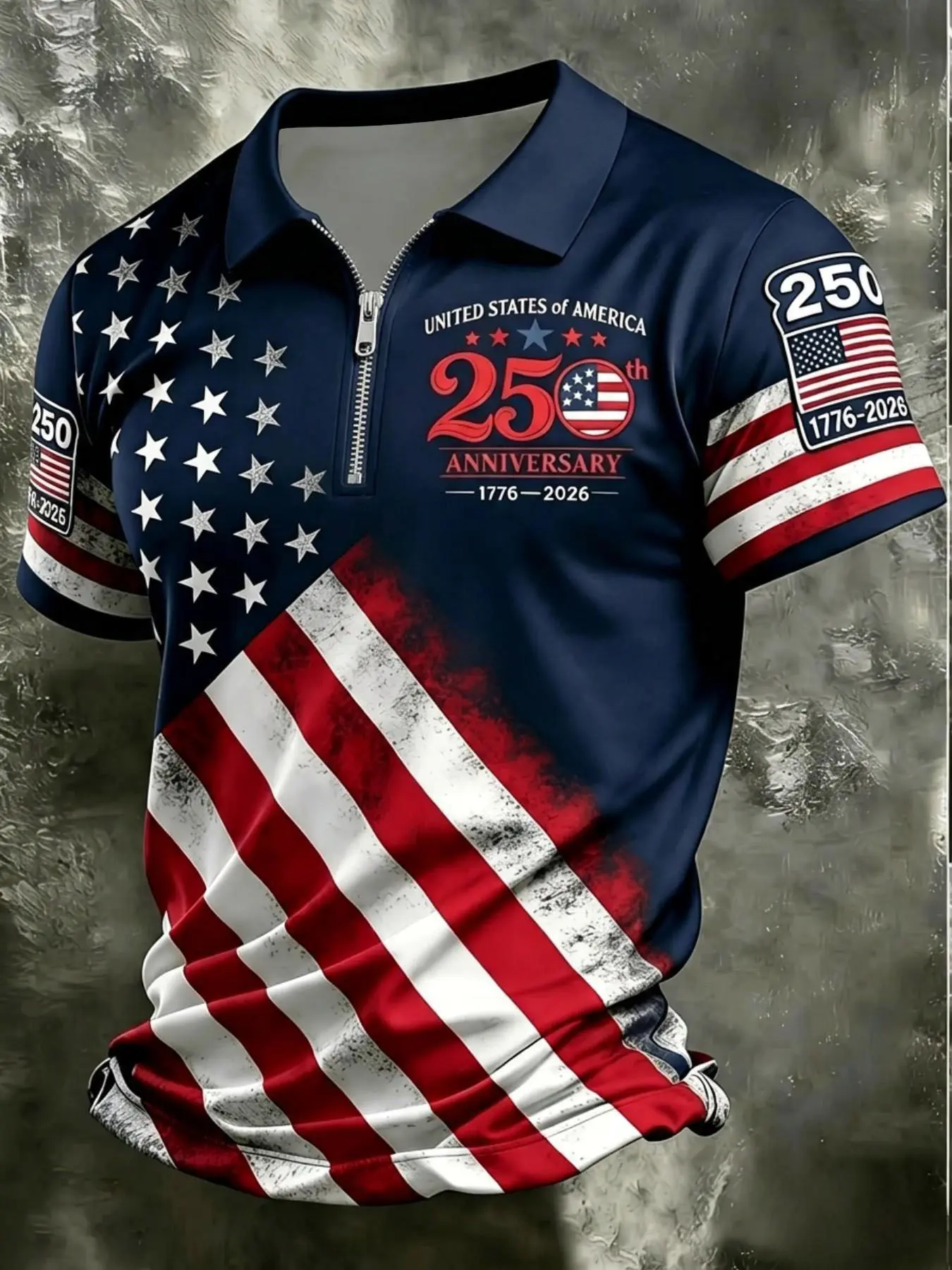 Unisex Casual 250Th Anniversary Celebration Short Sleeved Polo Shirt