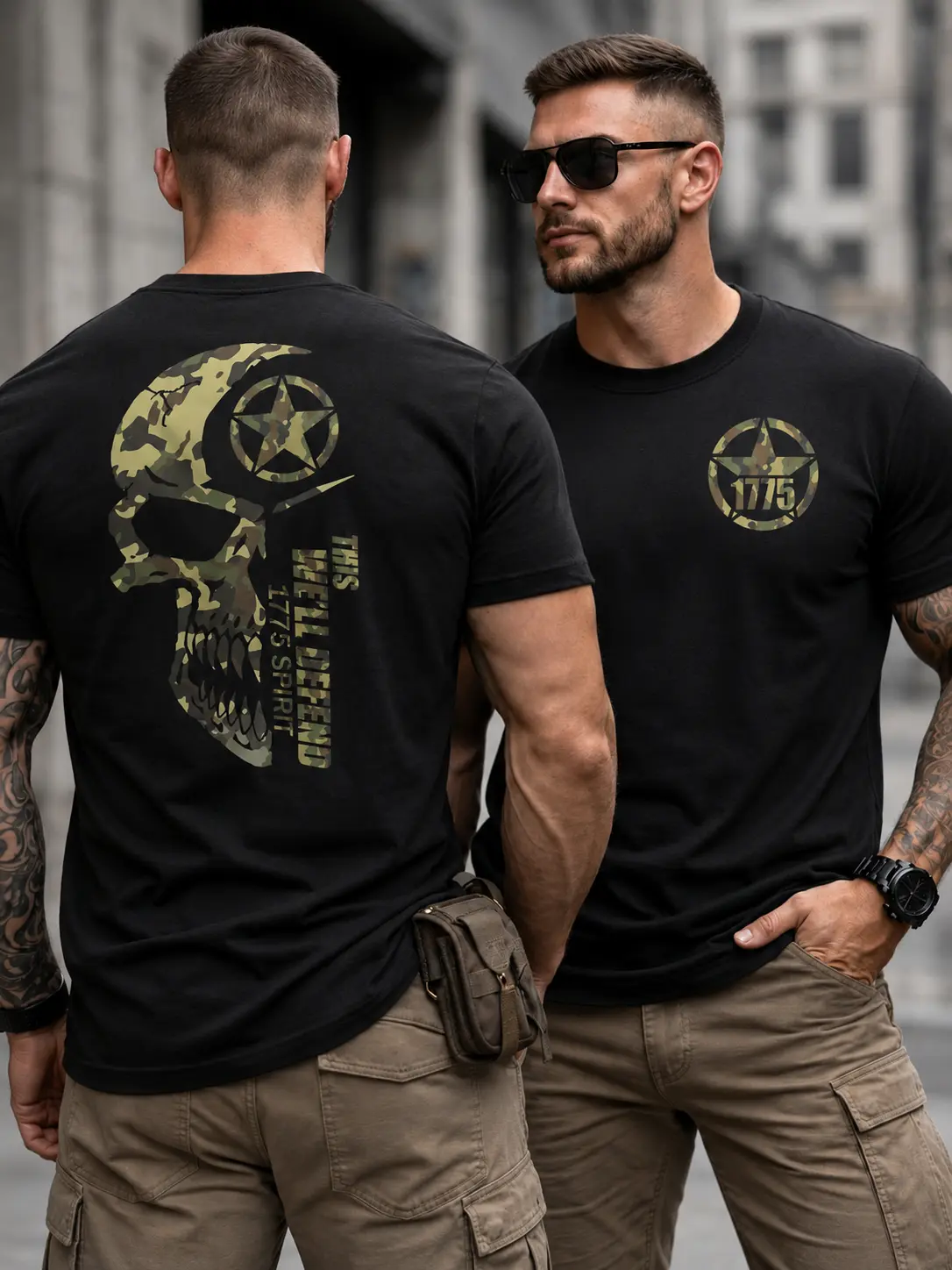 Gildan Men's Classic Soft Cotton Relaxed Fit Crew Neck Ribbed Short-Sleeve T-Shirt - U.S. Army Theme "This We’ll Defend" Graphic, Streetwear Casual Top, Cotton Fabric, All Seasons Proud Gift for Veterans, Graphic Print, Shortsleeve Tee, 100% Cotton