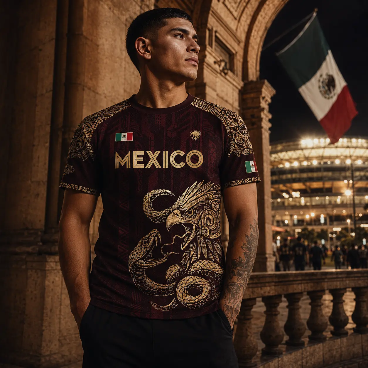 Mexico Soccer Jersey Men Women Aztec Eagle Serpent Graphic Shirt