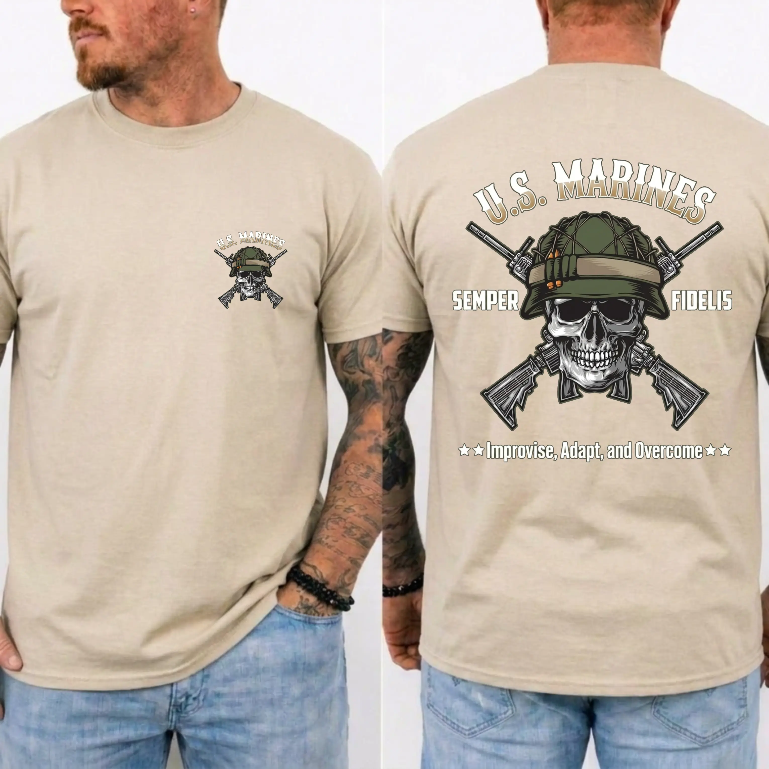 US Marines Skull Rifle T-Shirt