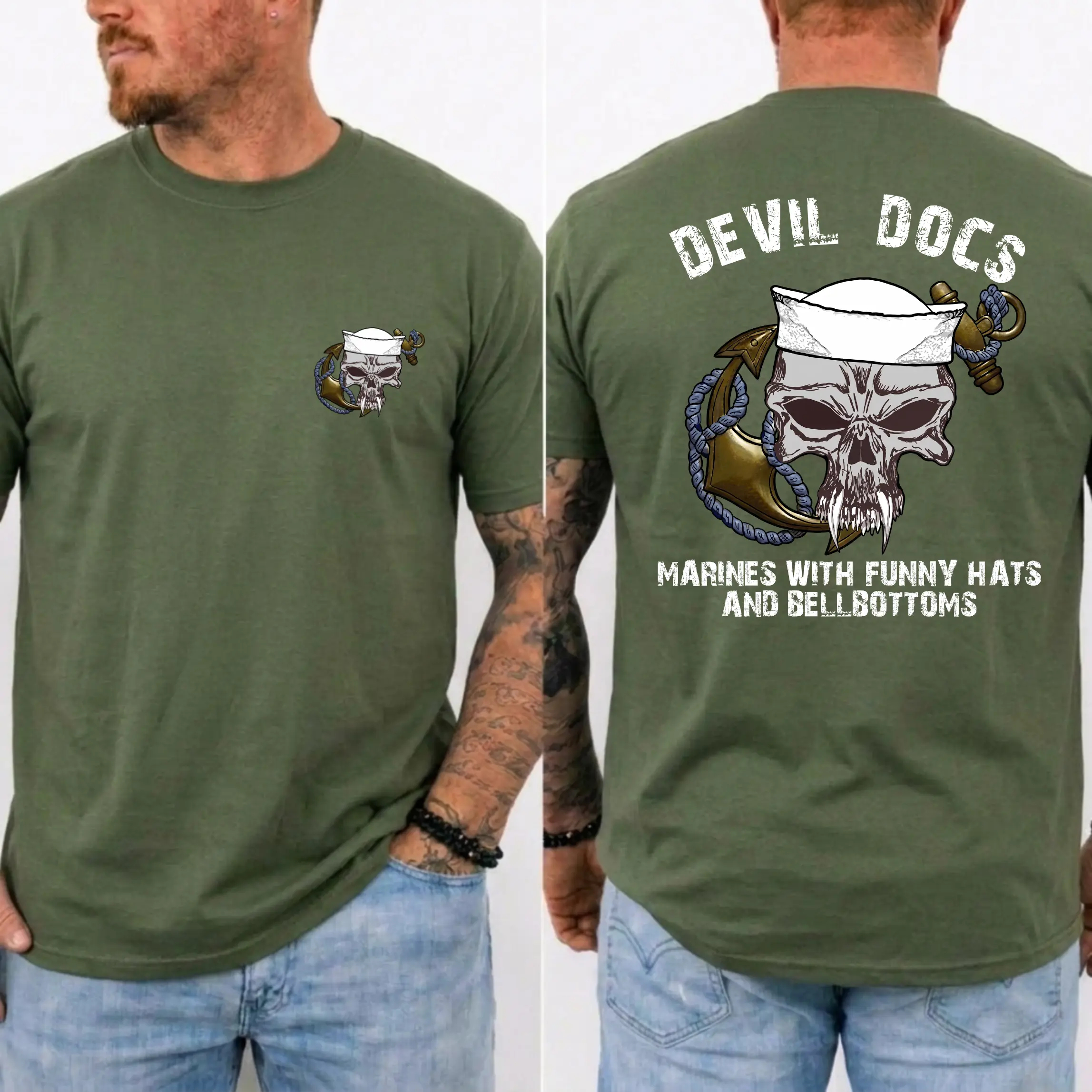 American Guardian USMC Devil Dogs Skull Anchor Shirt