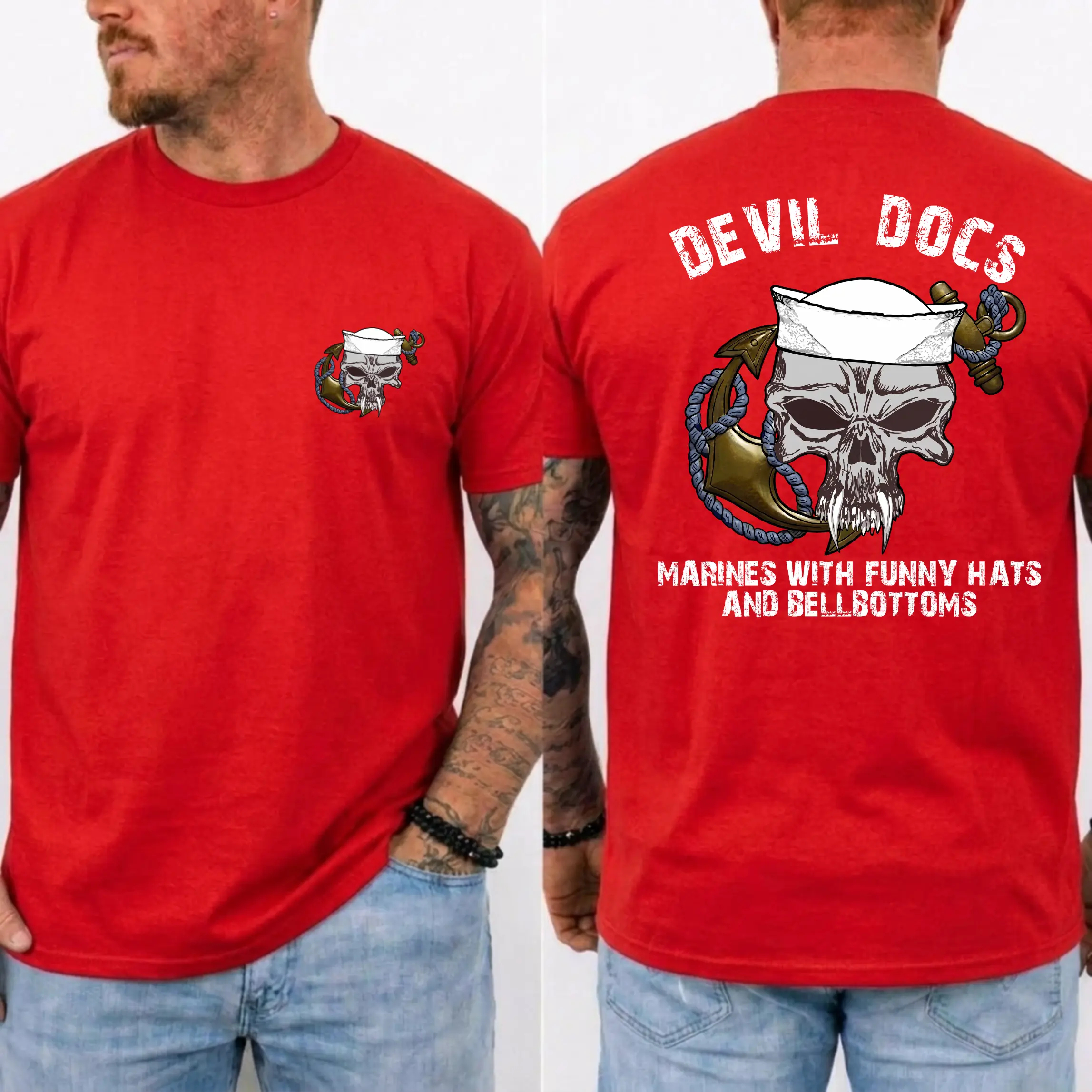 American Guardian USMC Devil Dogs Skull Anchor Shirt