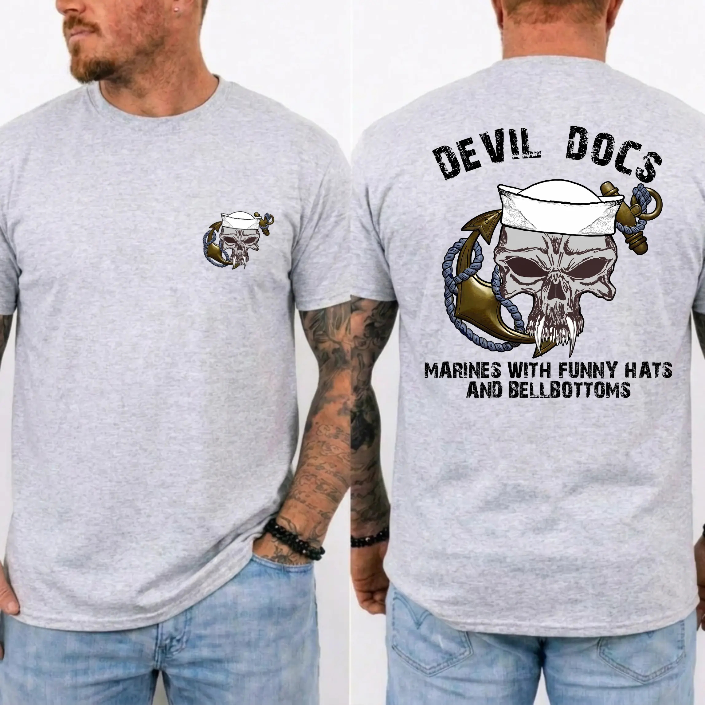 American Guardian USMC Devil Dogs Skull Anchor Shirt