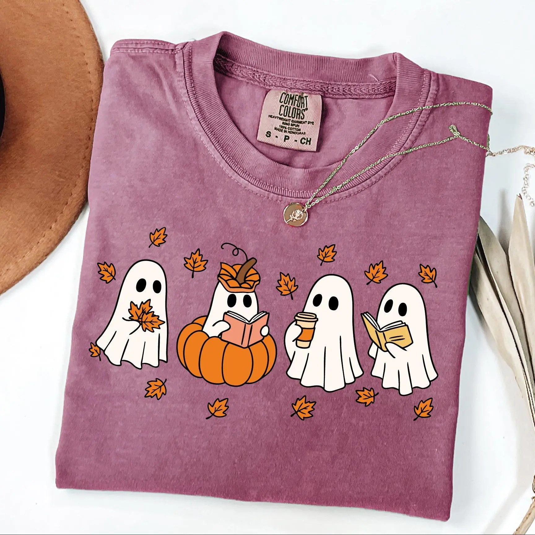  Pumpkin Ghosts Reading Book Shirt