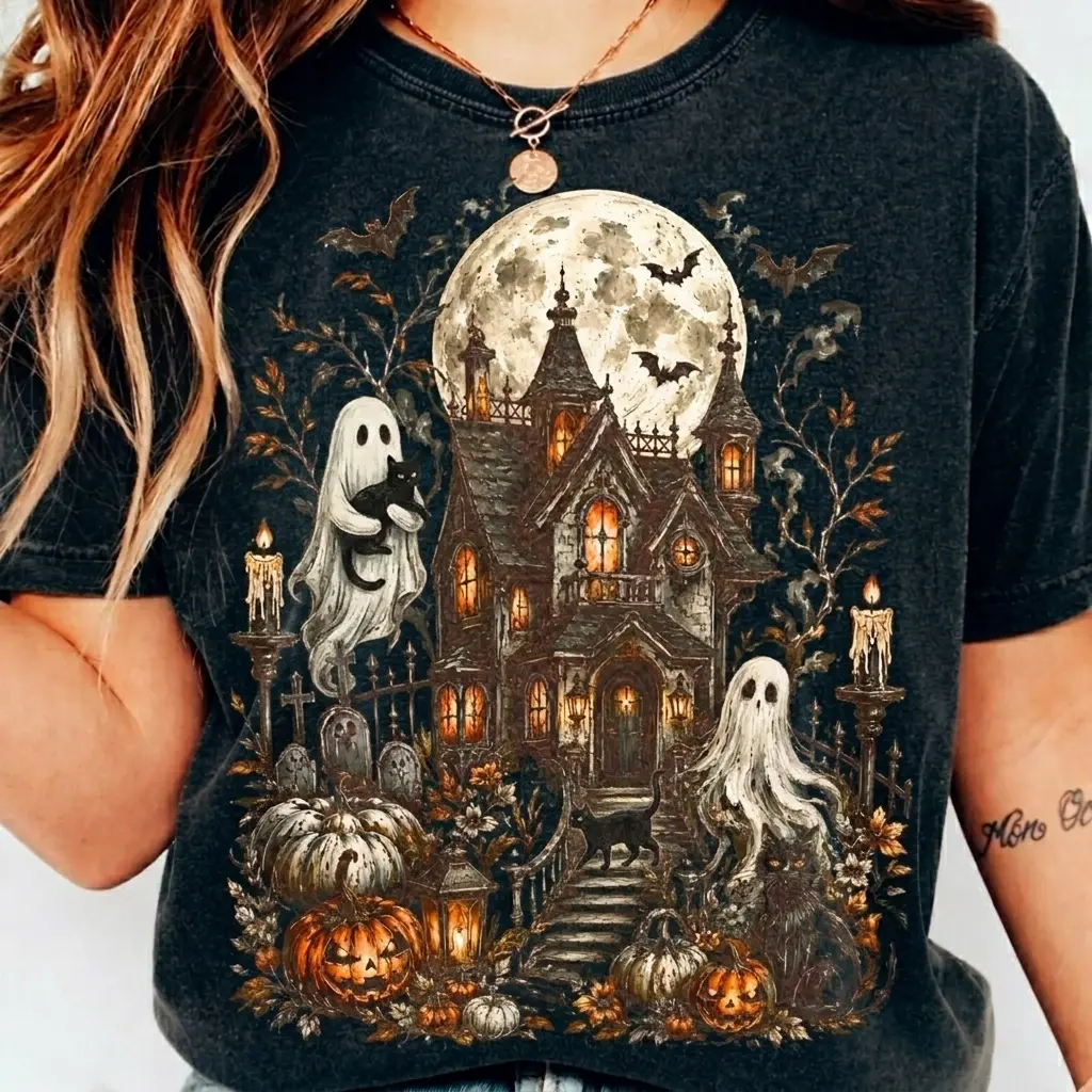 Spooky Cottage Pumpkin Graphic Tee