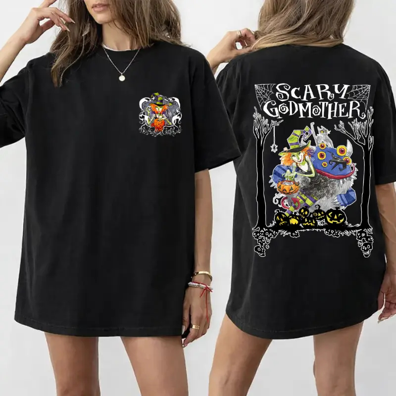 Scary Godmother Halloween Graphic T-Shirt