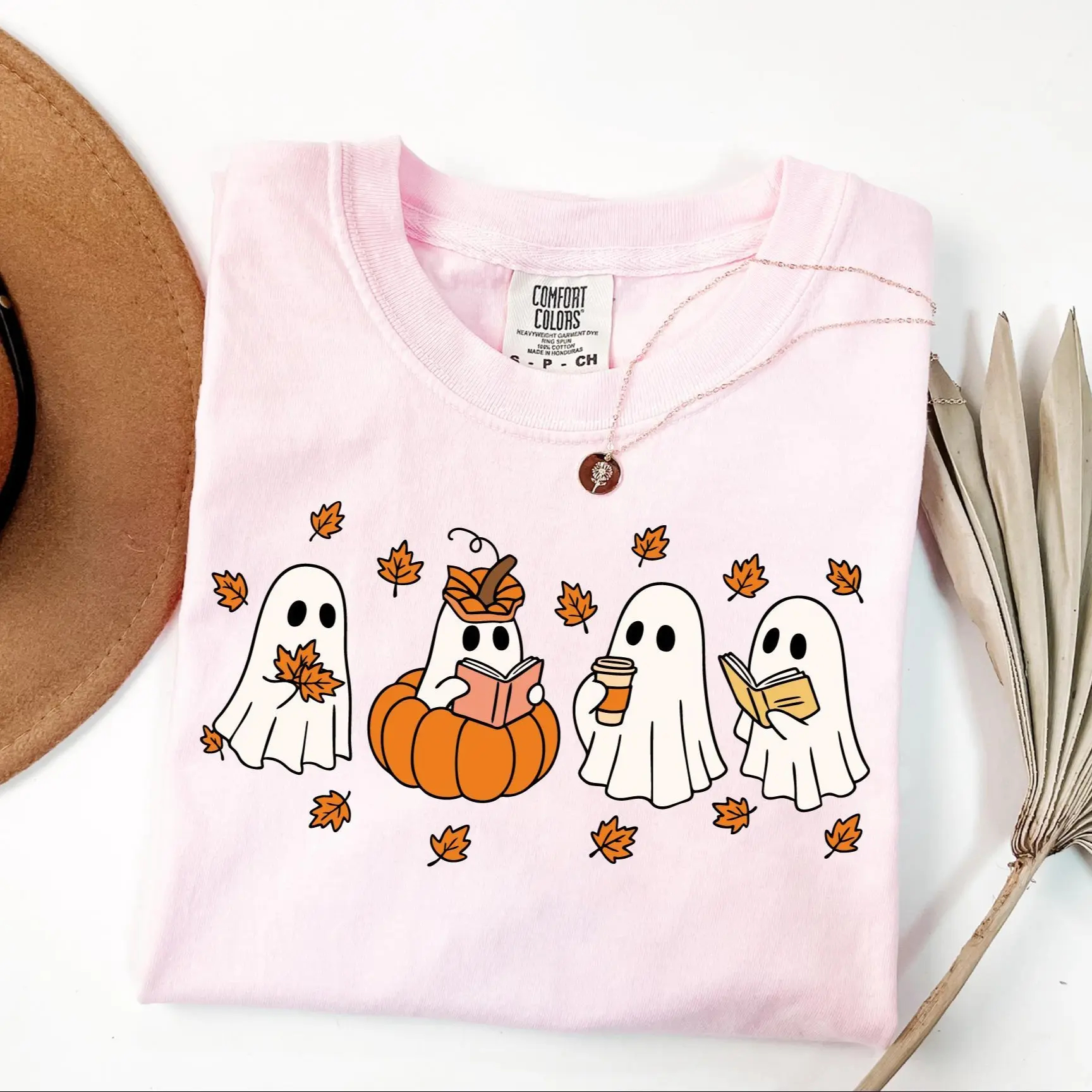 Pumpkin Ghosts Reading Book Shirt