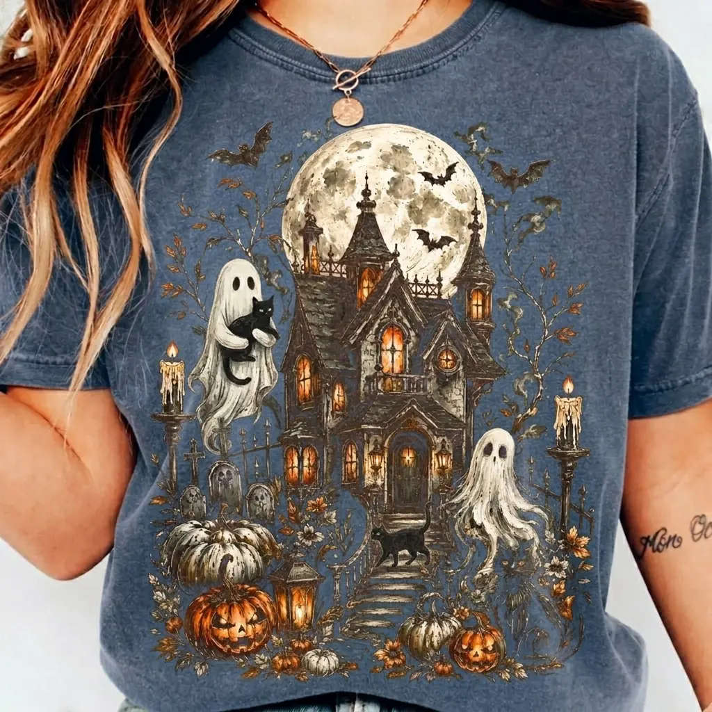 Spooky Cottage Pumpkin Graphic Tee