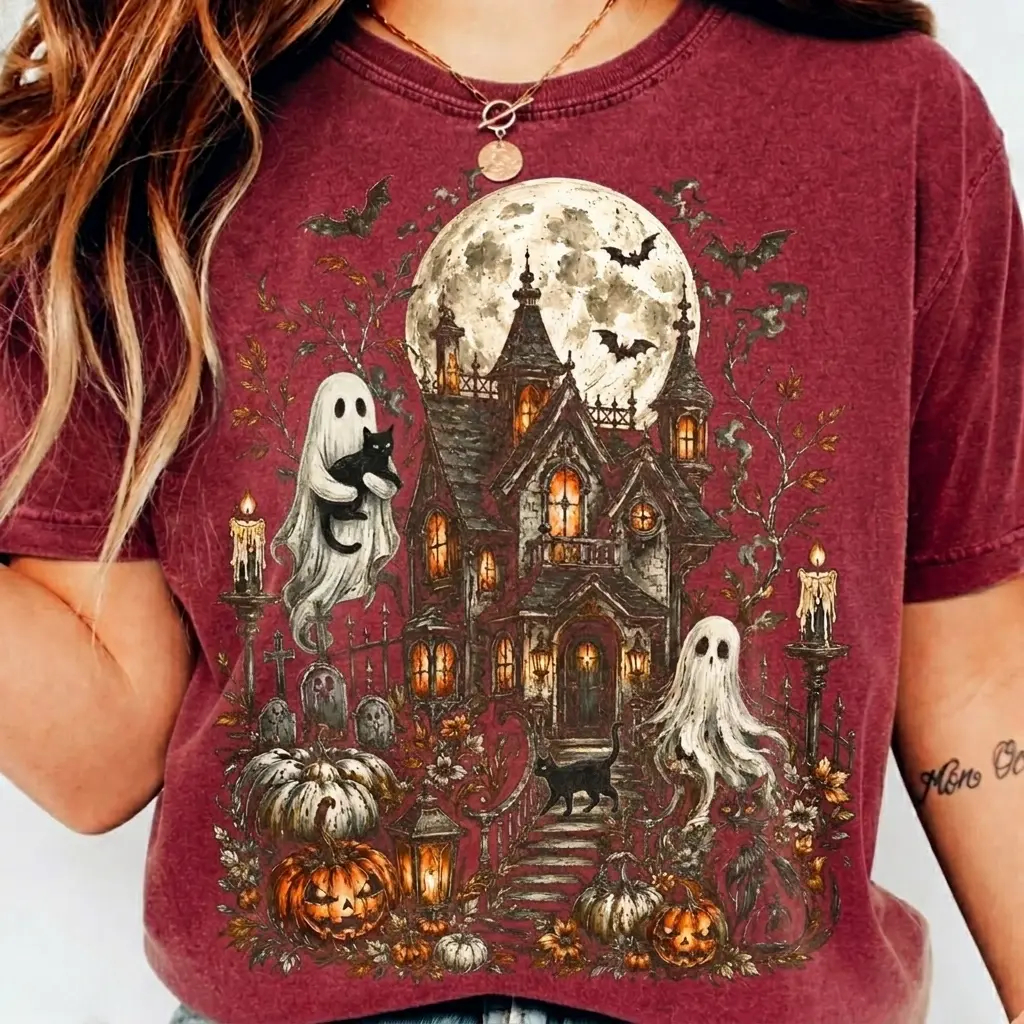 Spooky Cottage Pumpkin Graphic Tee
