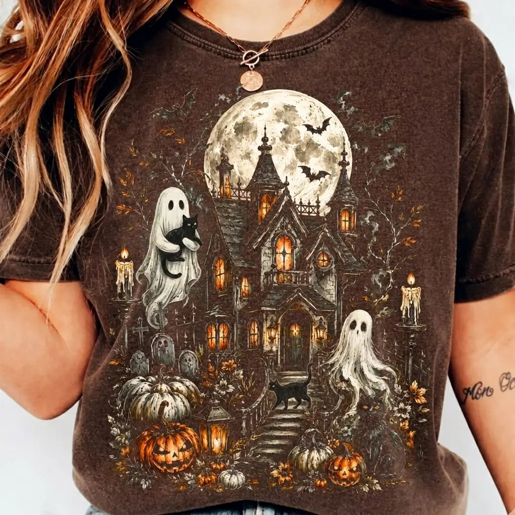 Spooky Cottage Pumpkin Graphic Tee