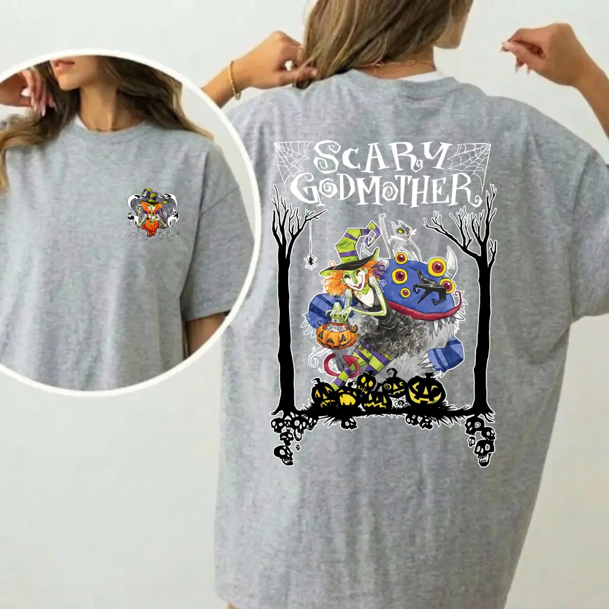 Scary Godmother Halloween Graphic T-Shirt