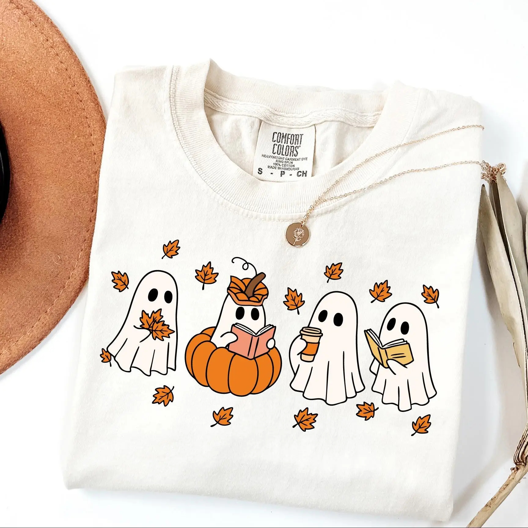  Pumpkin Ghosts Reading Book Shirt
