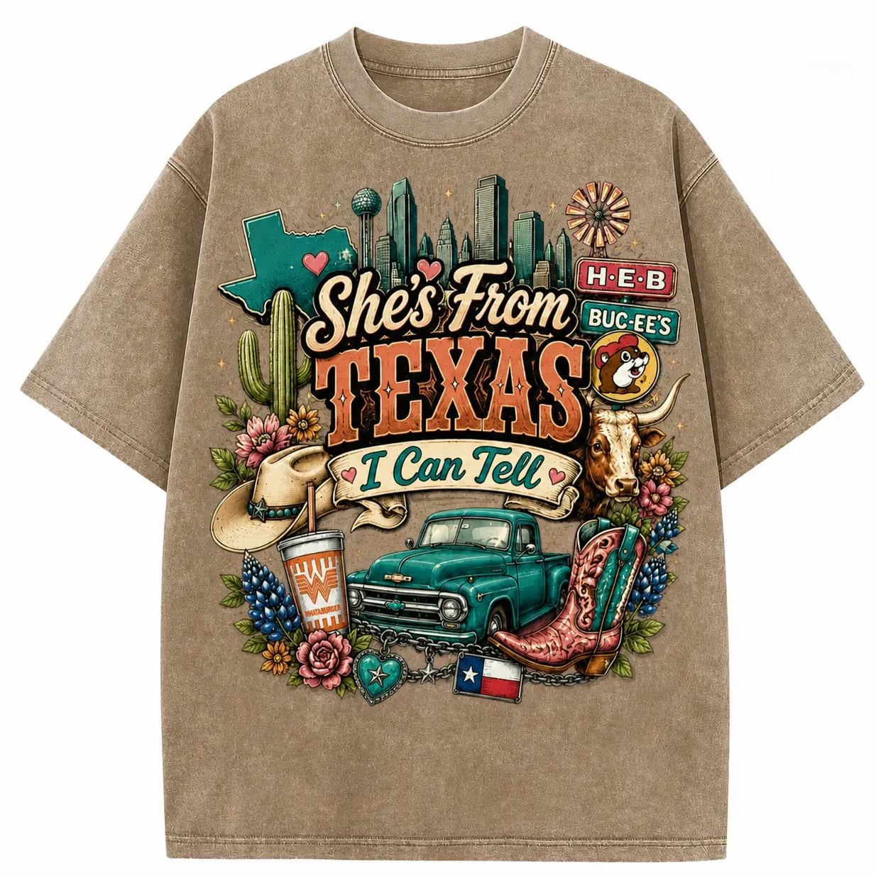 She’s From Texas” Vintage Wash Graphic Tee