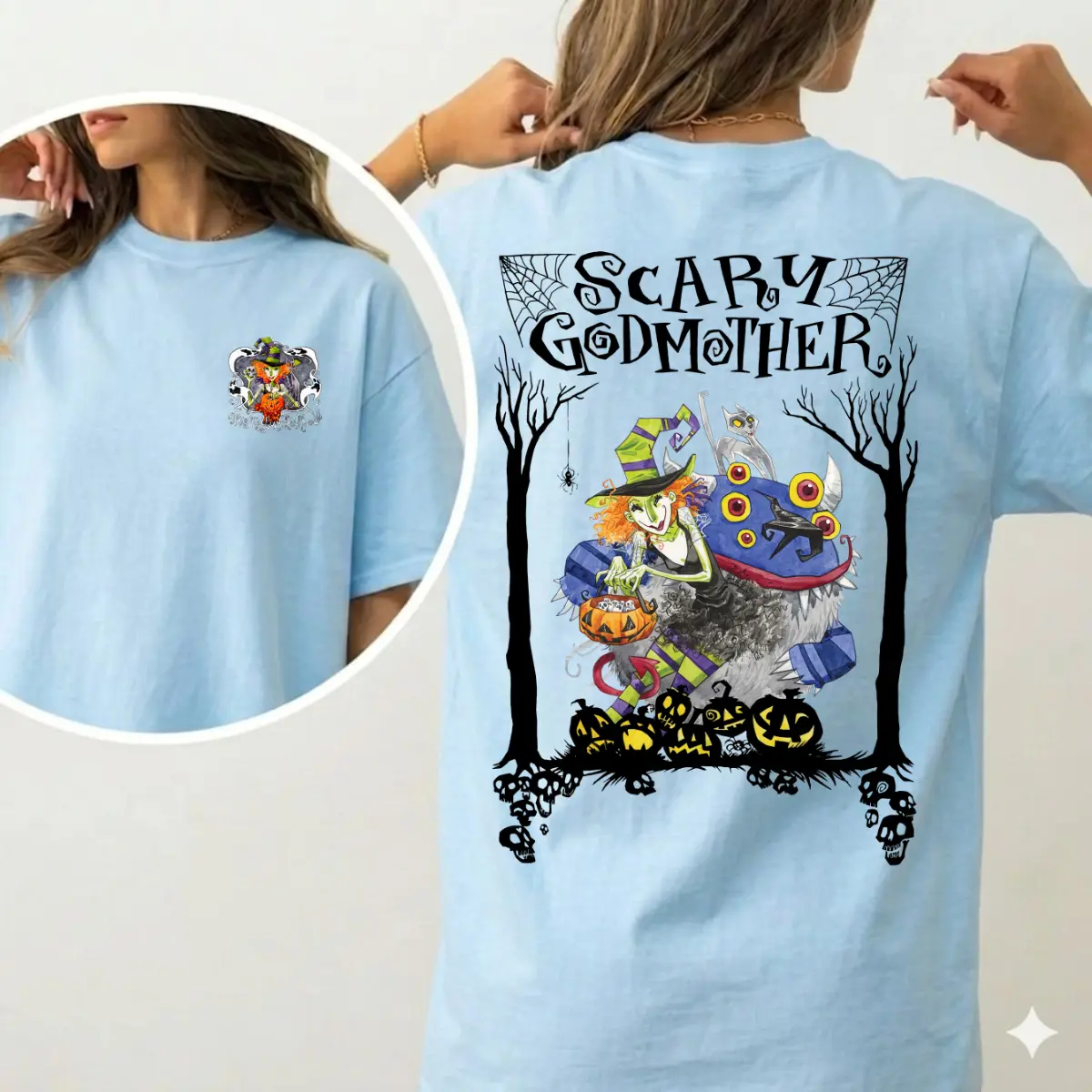 Scary Godmother Halloween Graphic T-Shirt