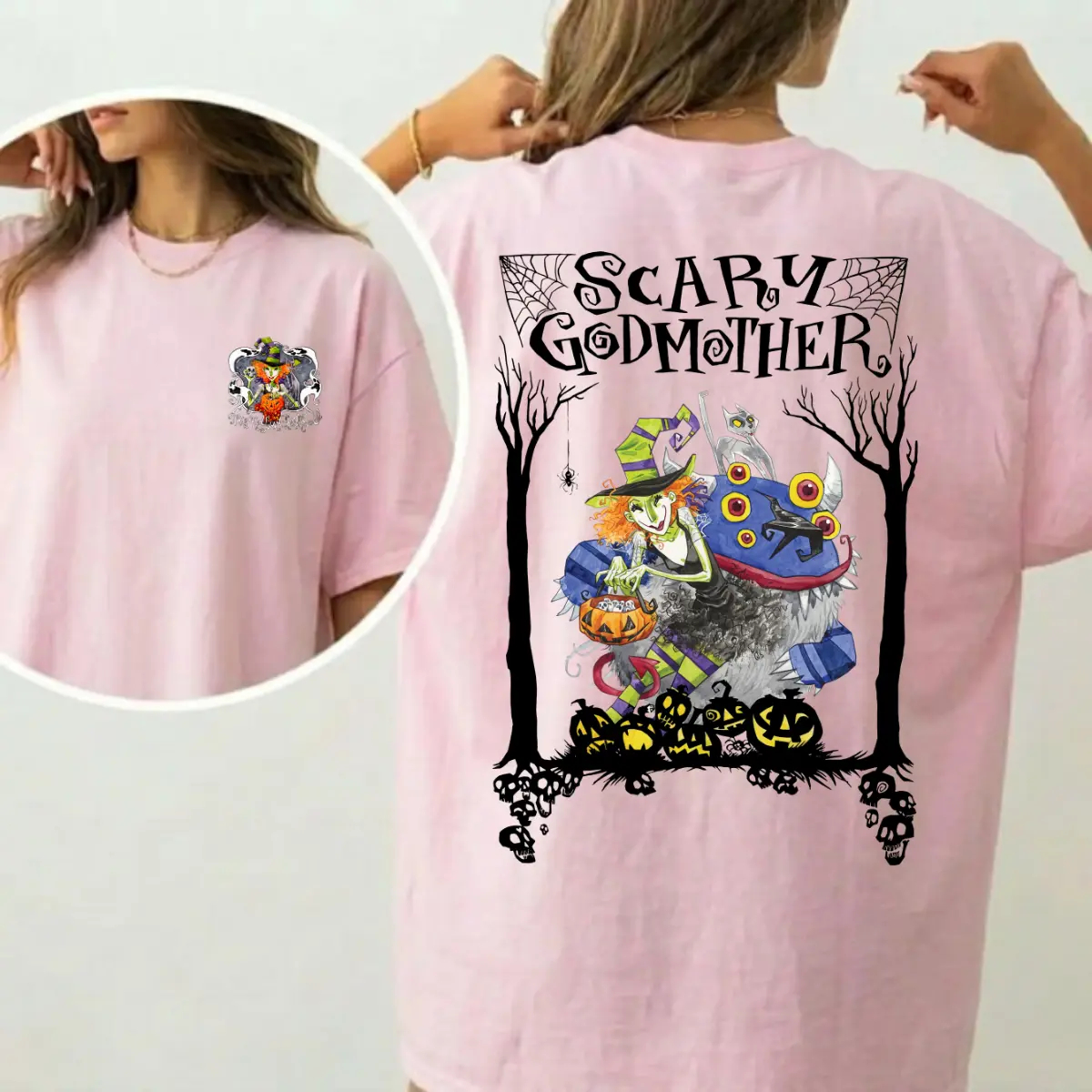 Scary Godmother Halloween Graphic T-Shirt