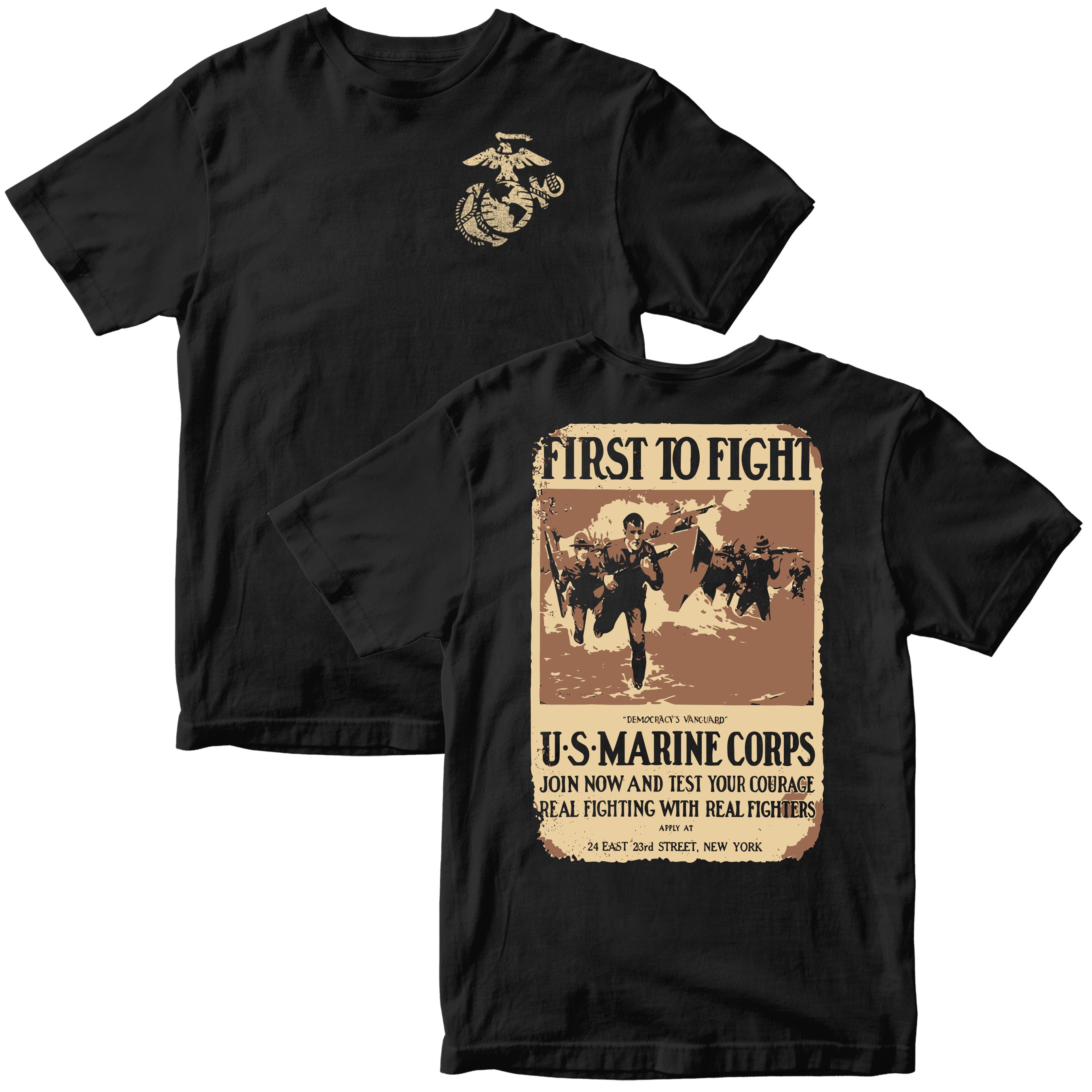 Marines First To Fight Vintage Recruitment Poster T-Shirt