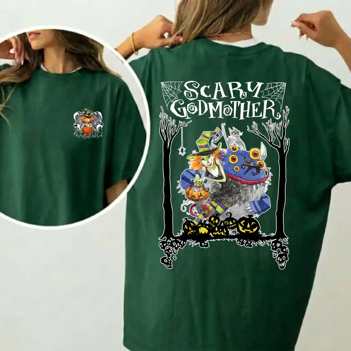 Scary Godmother Halloween Graphic T-Shirt