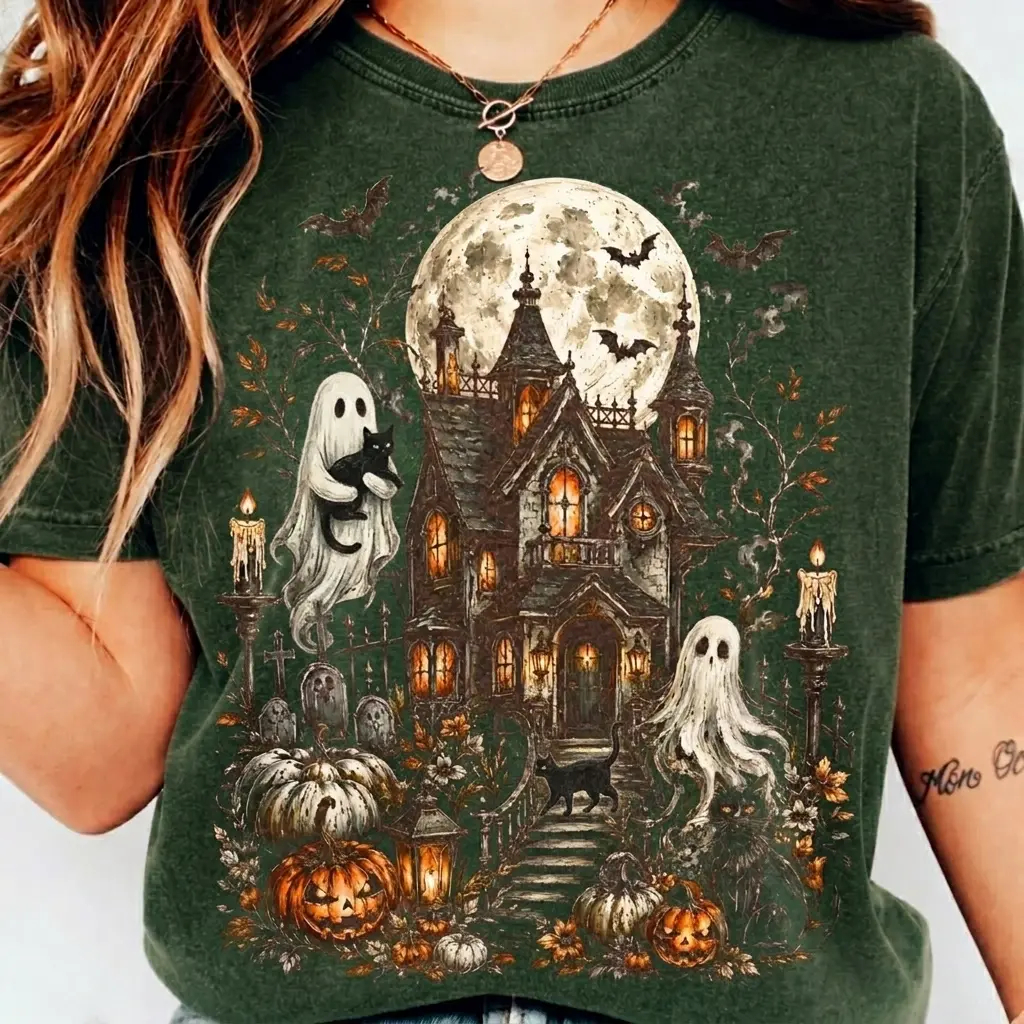 Spooky Cottage Pumpkin Graphic Tee