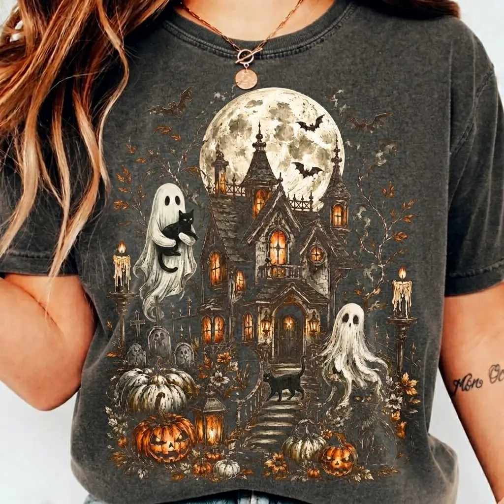 Spooky Cottage Pumpkin Graphic Tee