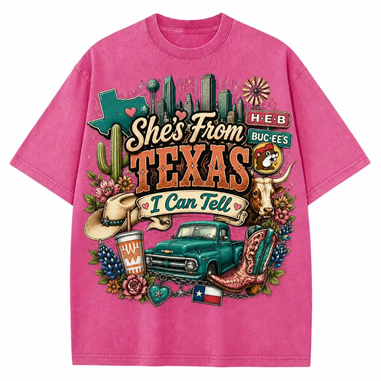 She’s From Texas” Vintage Wash Graphic Tee