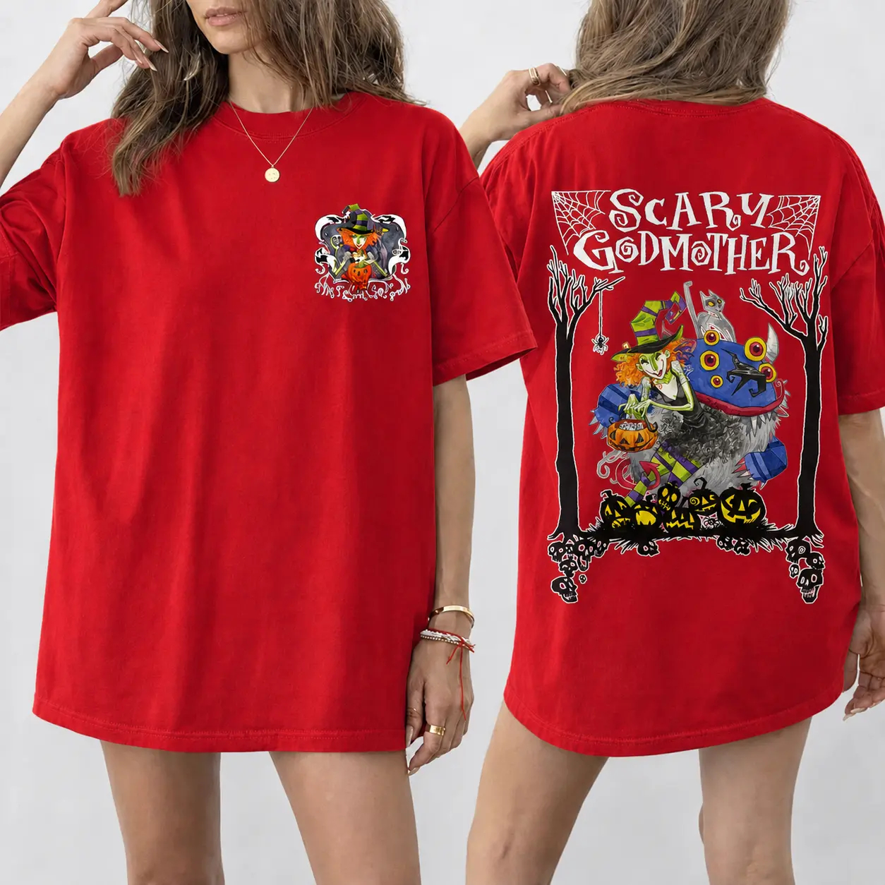 Scary Godmother Halloween Graphic T-Shirt