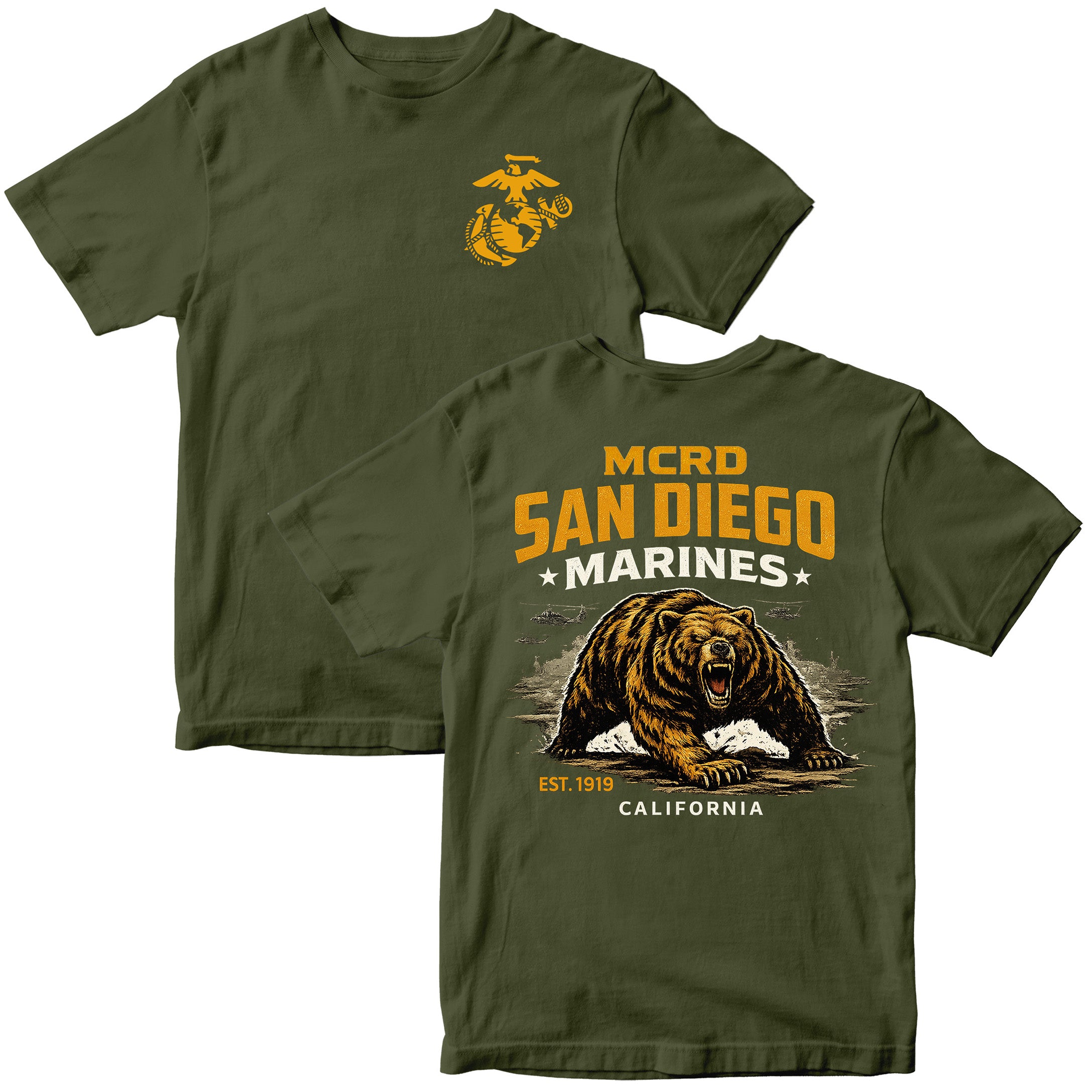 MCRD San Diego Marines Growling Bear T-Shirt