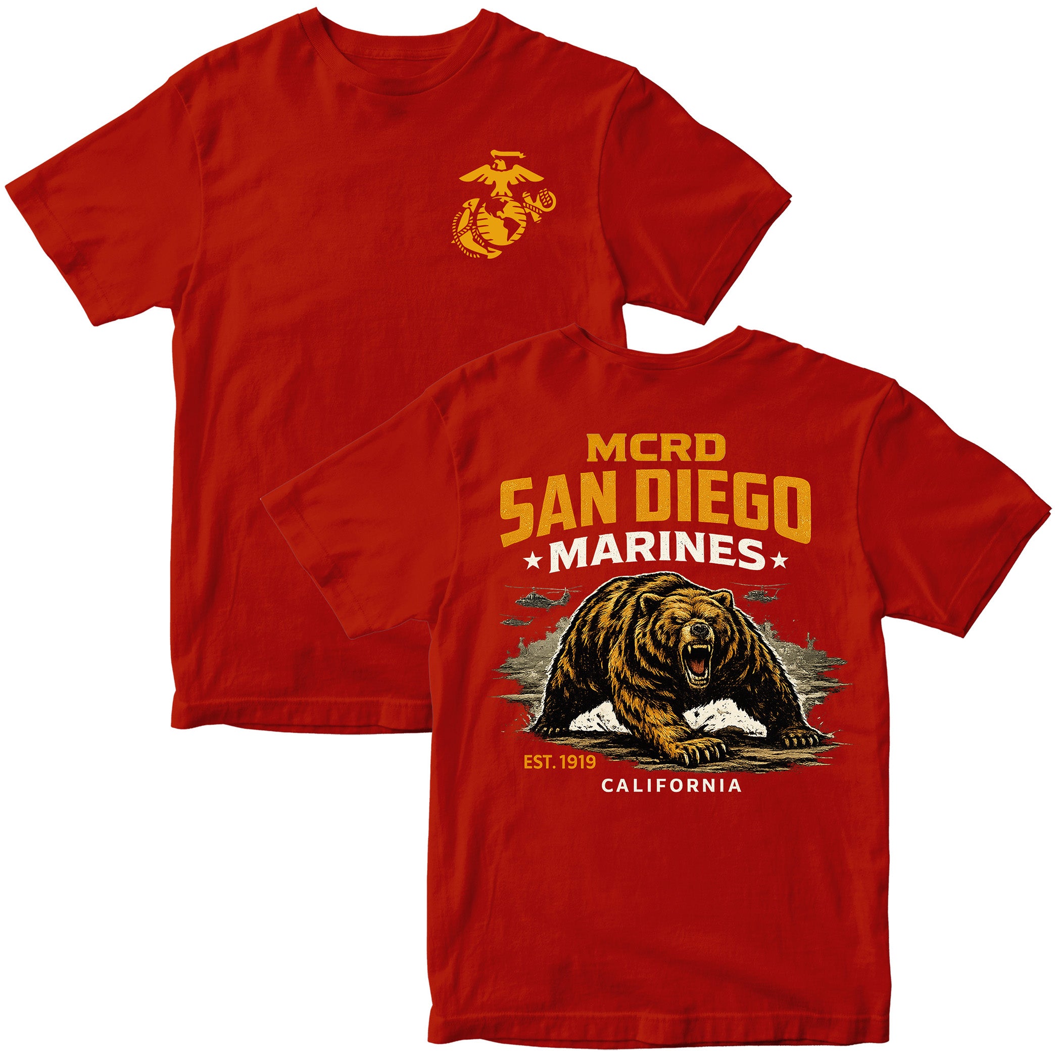 MCRD San Diego Marines Growling Bear T-Shirt