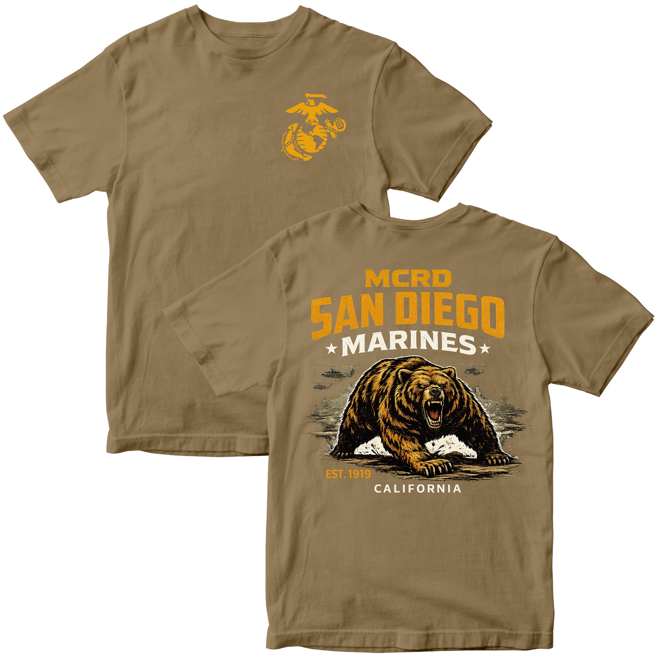 MCRD San Diego Marines Growling Bear T-Shirt